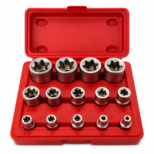 Set tubulare profil e e4-e24 1/4 3/8 1/2 14 piese GEBO TOOLS