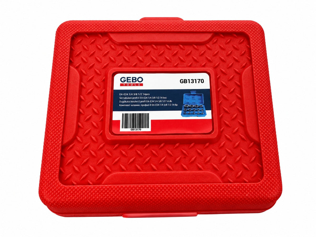 Set tubulare profil e e4-e24 1/4 3/8 1/2 14 piese GEBO TOOLS