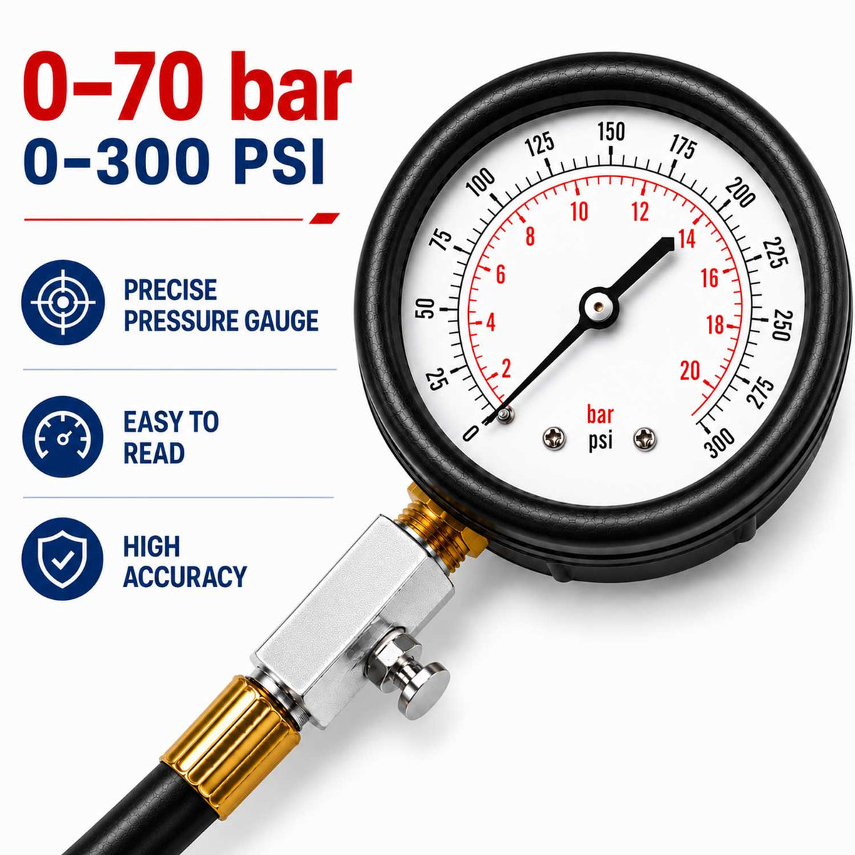 Tester compresmetru compresie motoare benzina 8 piese GEBO TOOLS