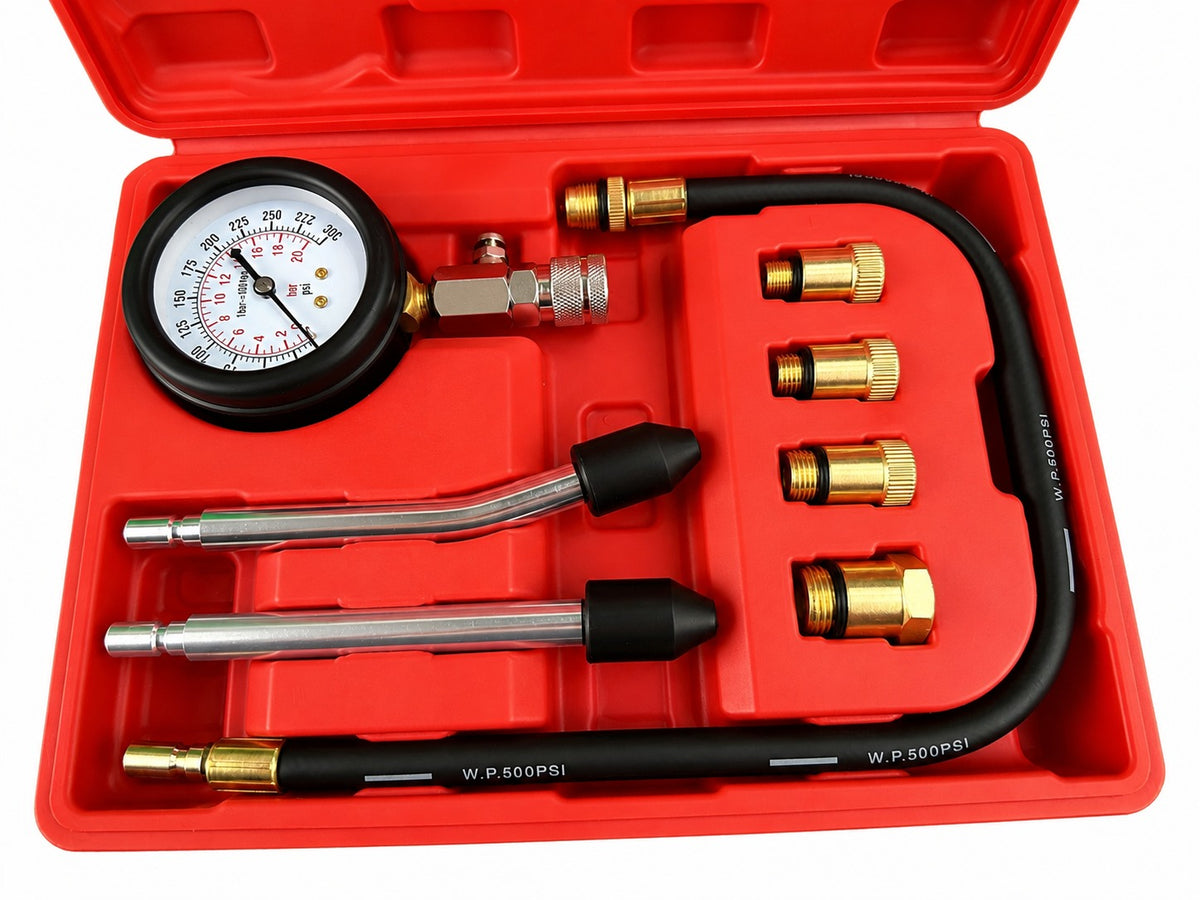 Tester compresmetru compresie motoare benzina 8 piese GEBO TOOLS