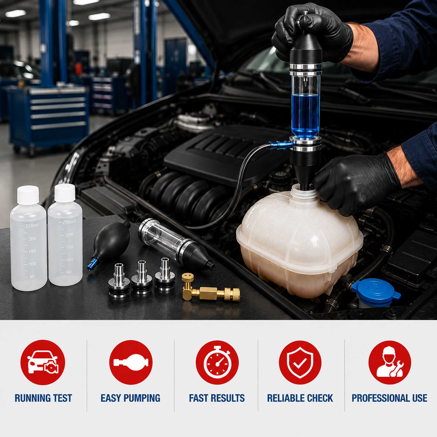 Tester garnitura de chiuloasa cu adaptoare GEBO TOOLS