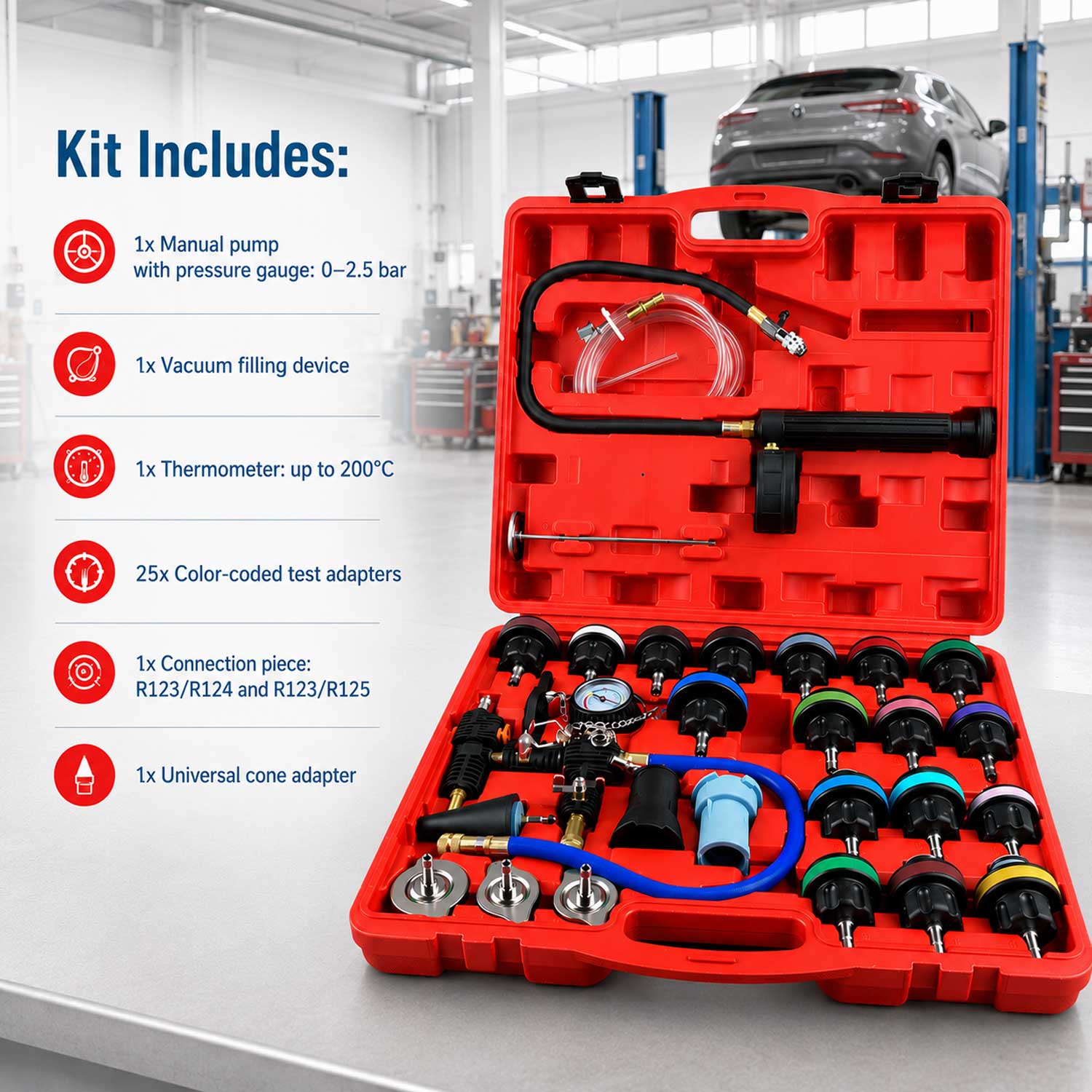 Tester verificare sistemul de racire 28 piese GEBO TOOLS