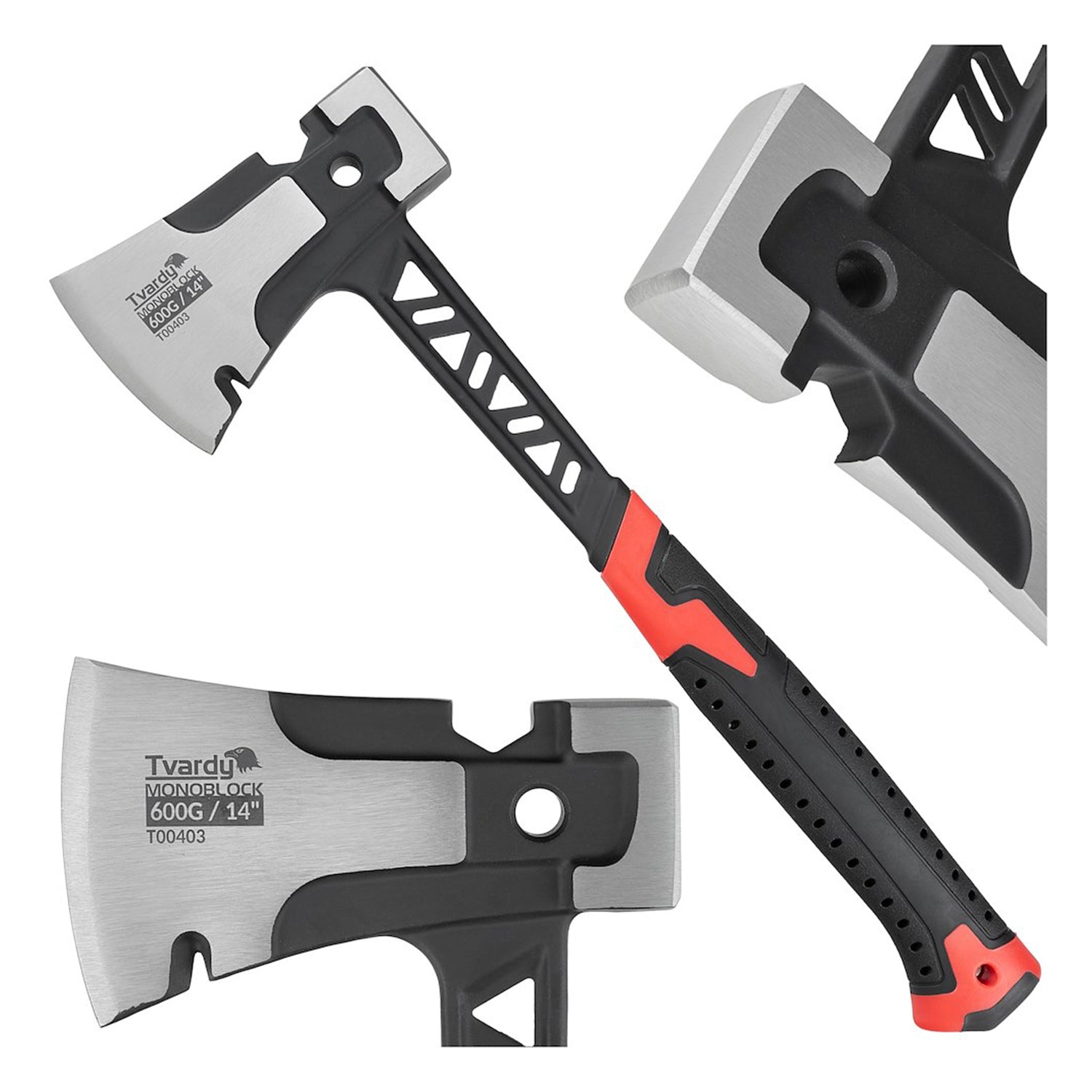 Topor-ciocan multifunctional anti-shock monoblock pentru constructii si gradina - TVARDY
