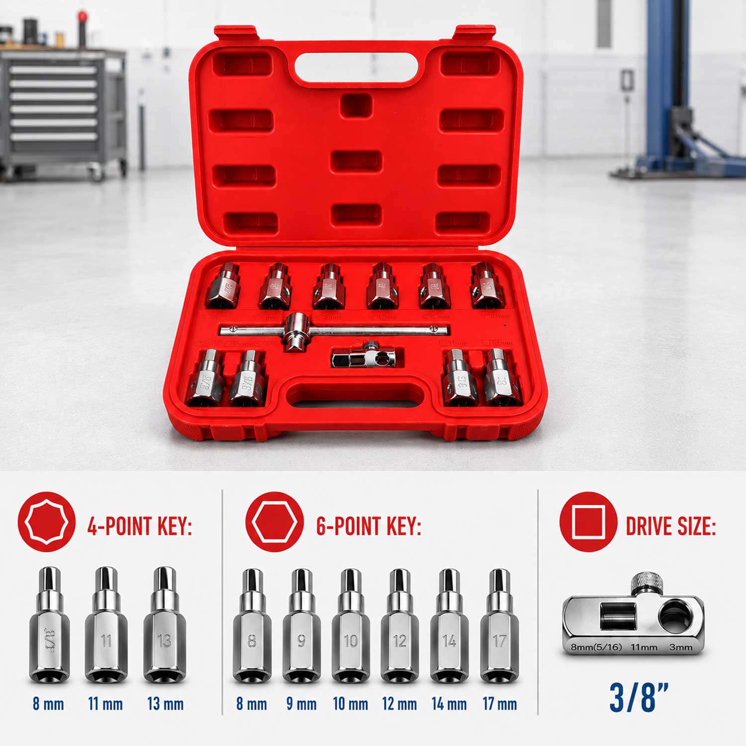 Trusa chei buson baie ulei 12 piese GEBO TOOLS
