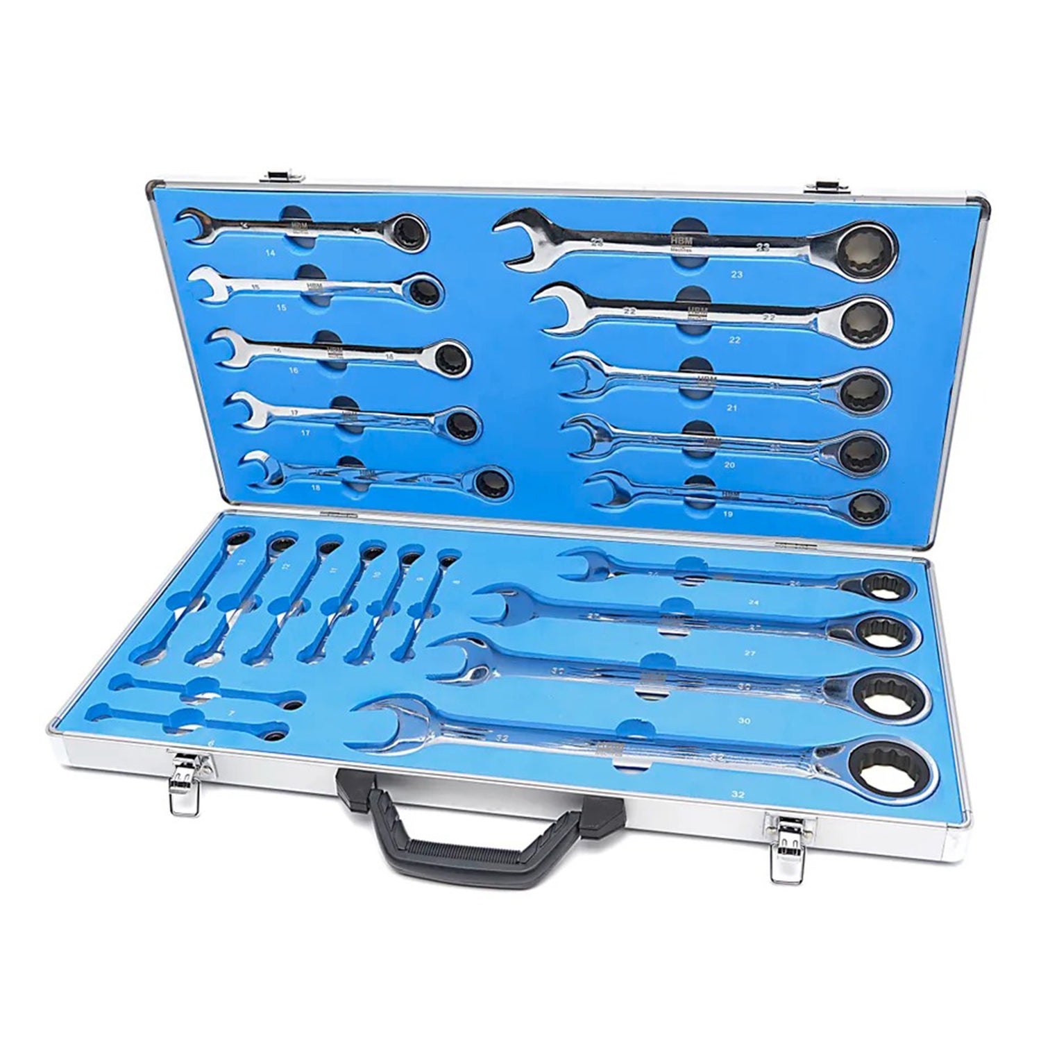 Trusa chei combinate cu clichet  6-32 mm 22 piese HBM