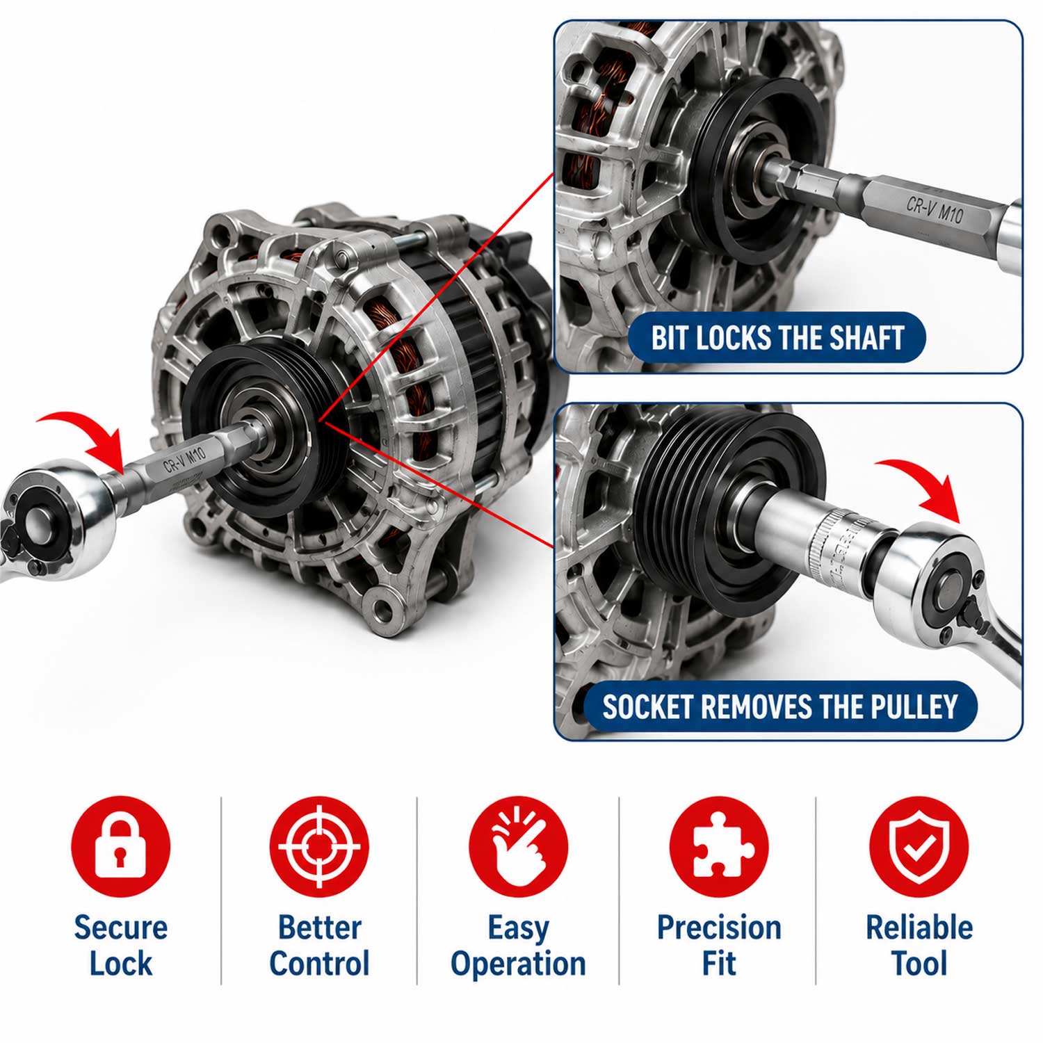 Trusa chei montare demontare fulii alternator auto, universala, 13 piese GEBO TOOLS