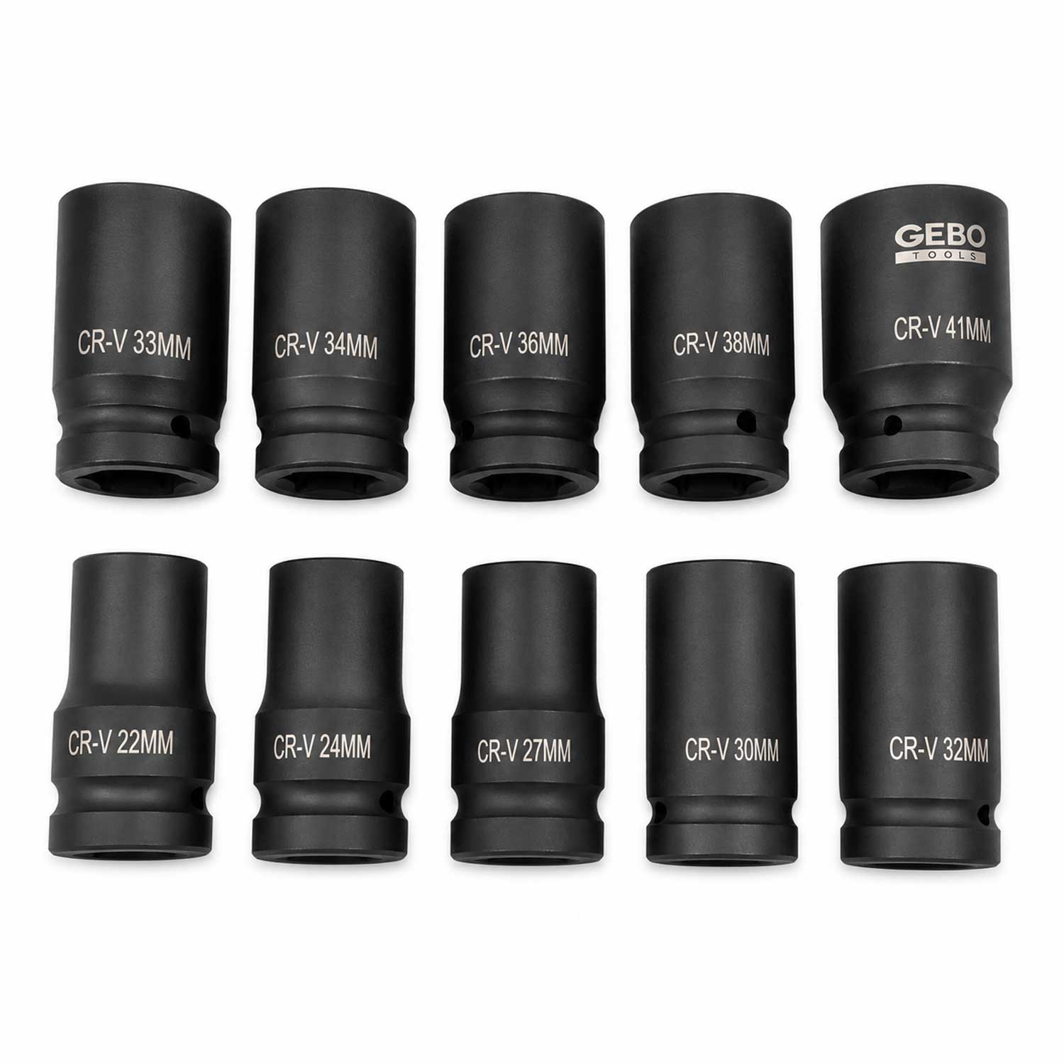 Trusa chei tubulare de impact lungi 1'' 22-41 mm 10 piese GEBO TOOLS