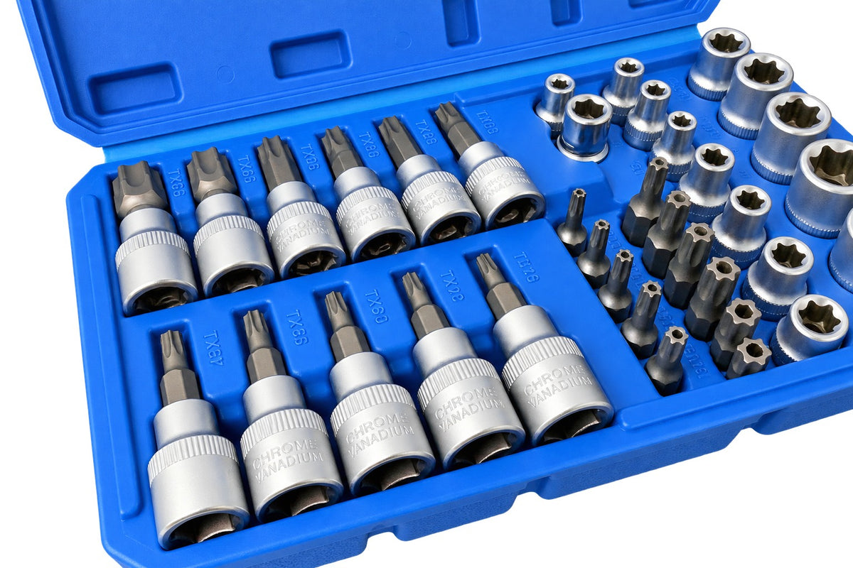 Trusa chei tubulare profil e biti TORX 3/8 34 piese t10-t60 e4-e20 GEBO TOOLS