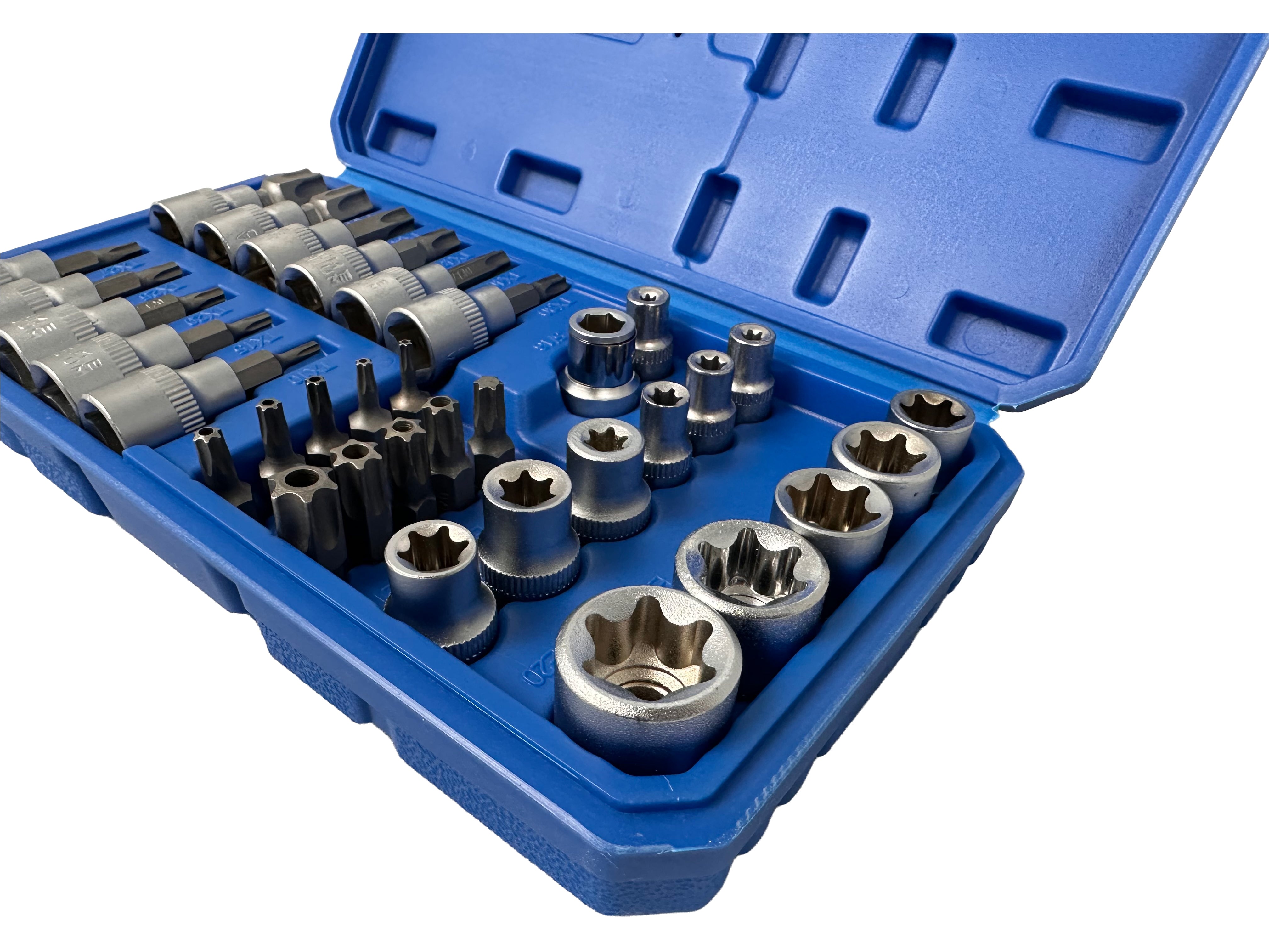 Trusa chei tubulare profil e biti TORX 3/8 34 piese t10-t60 e4-e20 GEBO TOOLS