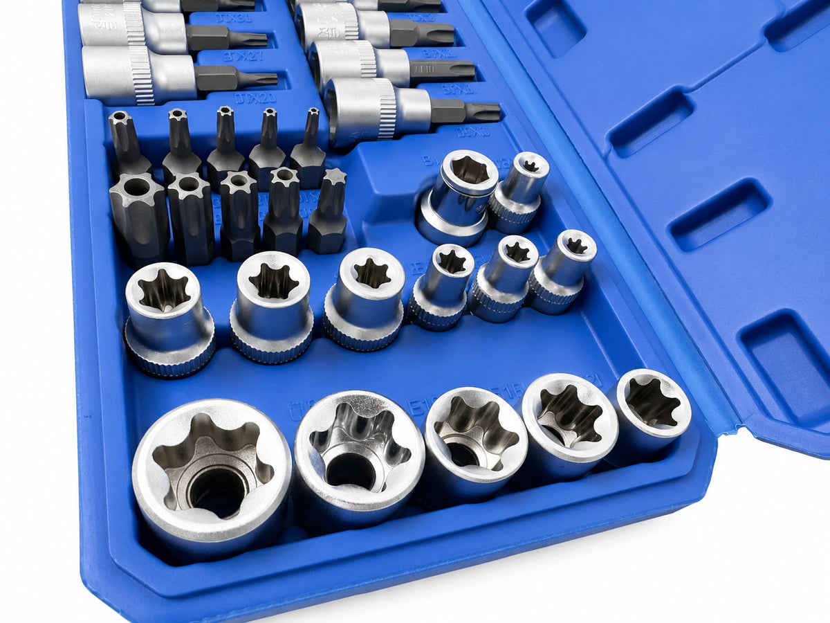 Trusa chei tubulare profil e biti TORX 3/8 34 piese t10-t60 e4-e20 GEBO TOOLS