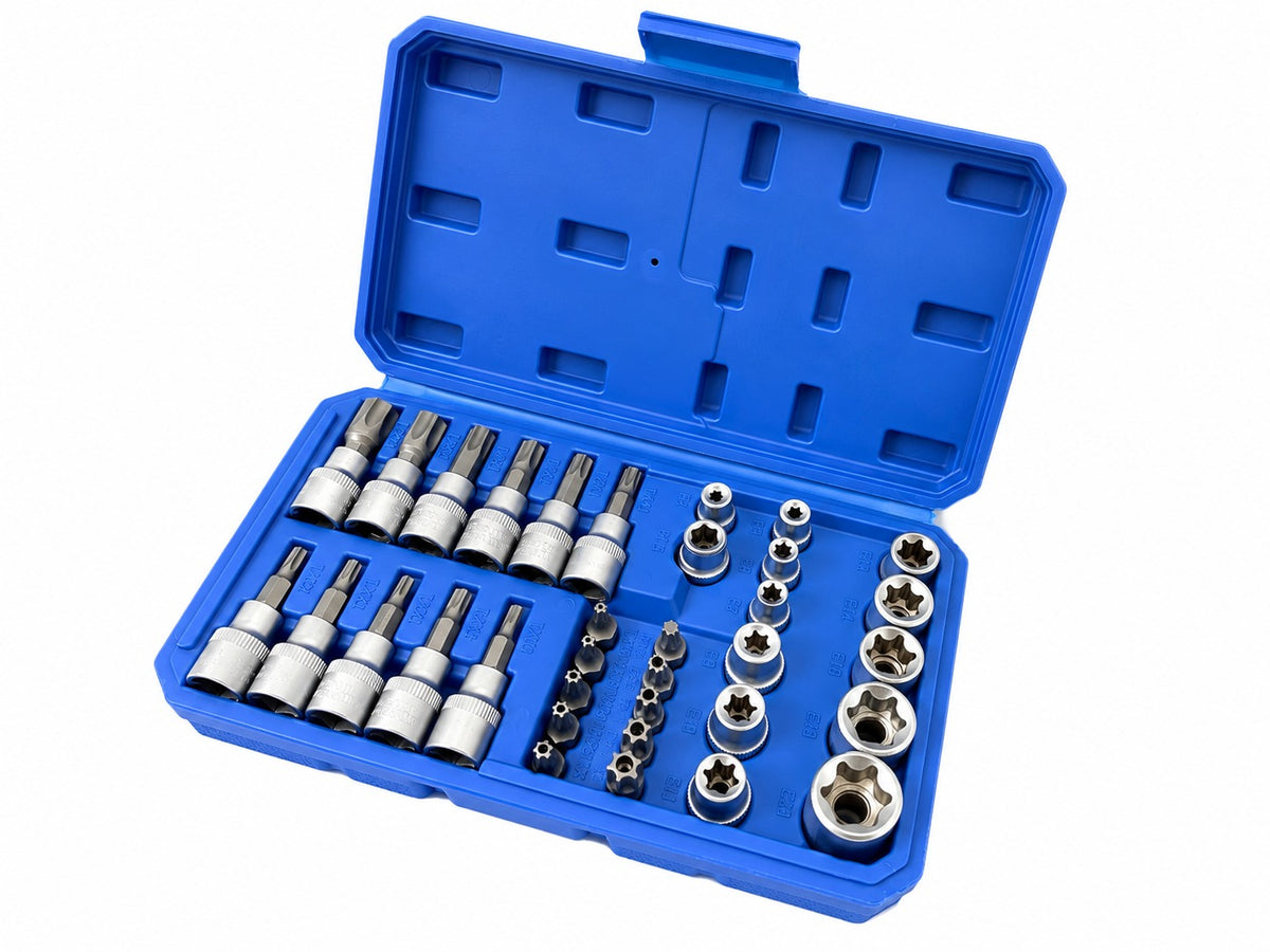 Trusa chei tubulare profil e biti TORX 3/8 34 piese t10-t60 e4-e20 GEBO TOOLS