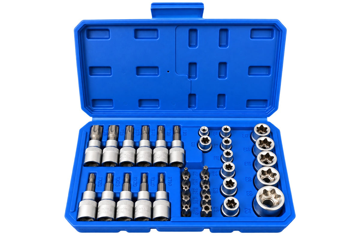 Trusa chei tubulare profil e biti TORX 3/8 34 piese t10-t60 e4-e20 GEBO TOOLS