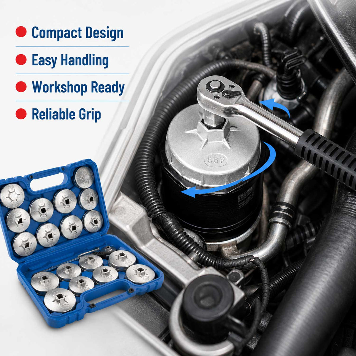 Trusa cu chei capace din aluminiu pentru filtre de ulei 23 piese GEBO TOOLS