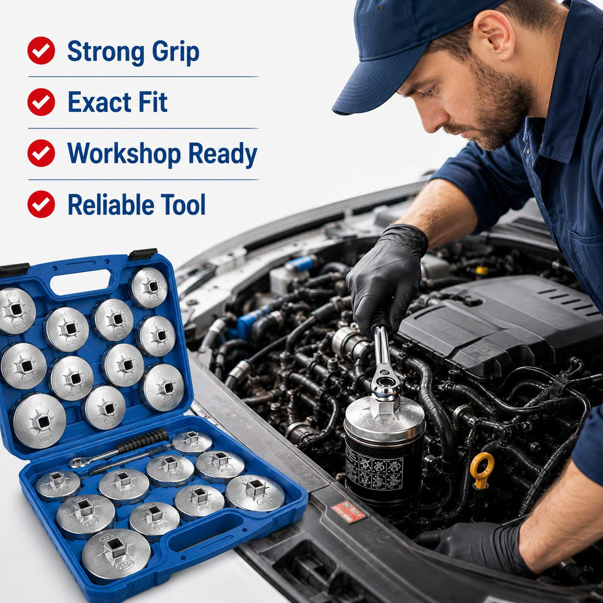 Trusa cu chei capace din aluminiu pentru filtre de ulei 23 piese GEBO TOOLS