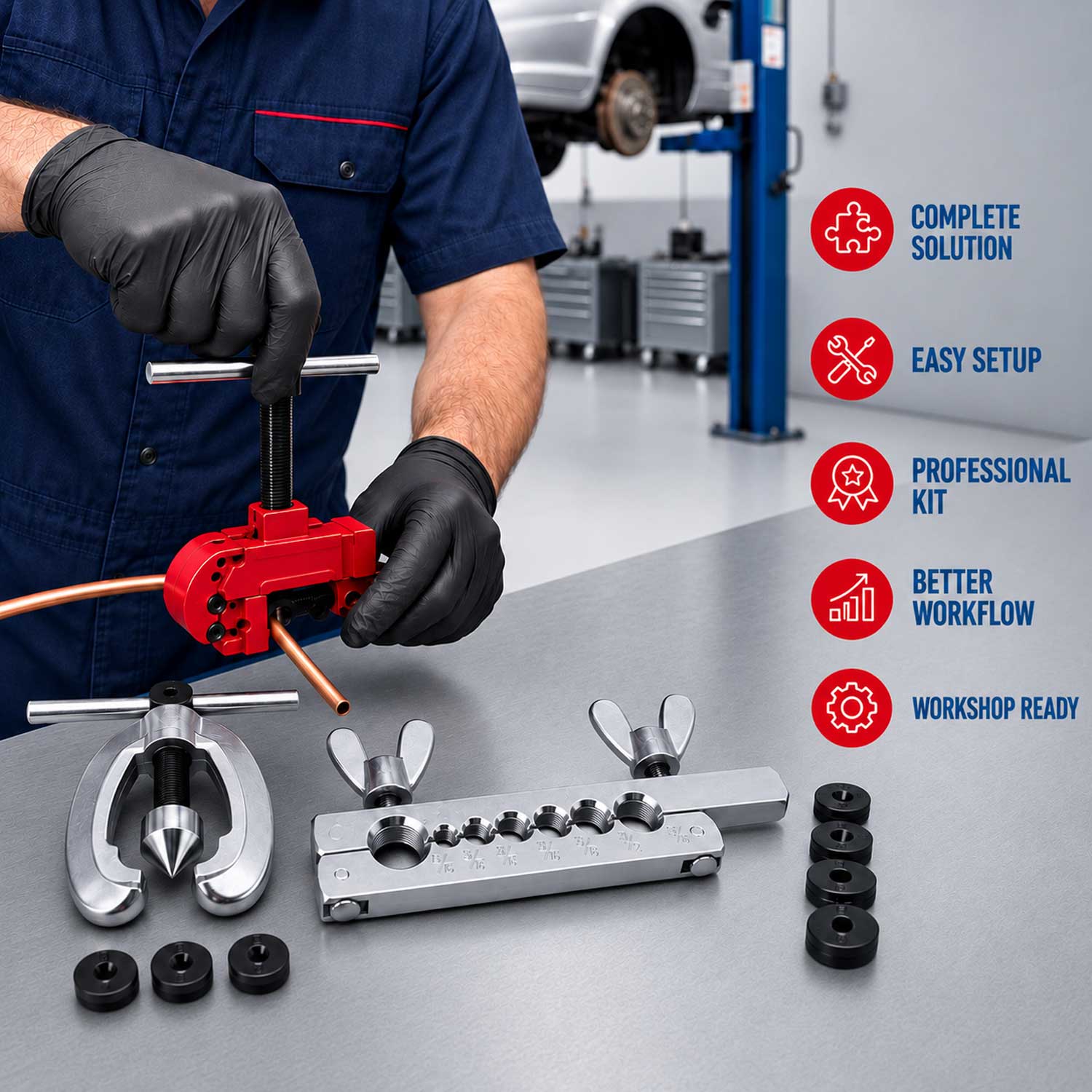 Trusa de bercuit conducte frana in inch cu taietor GEBO TOOLS