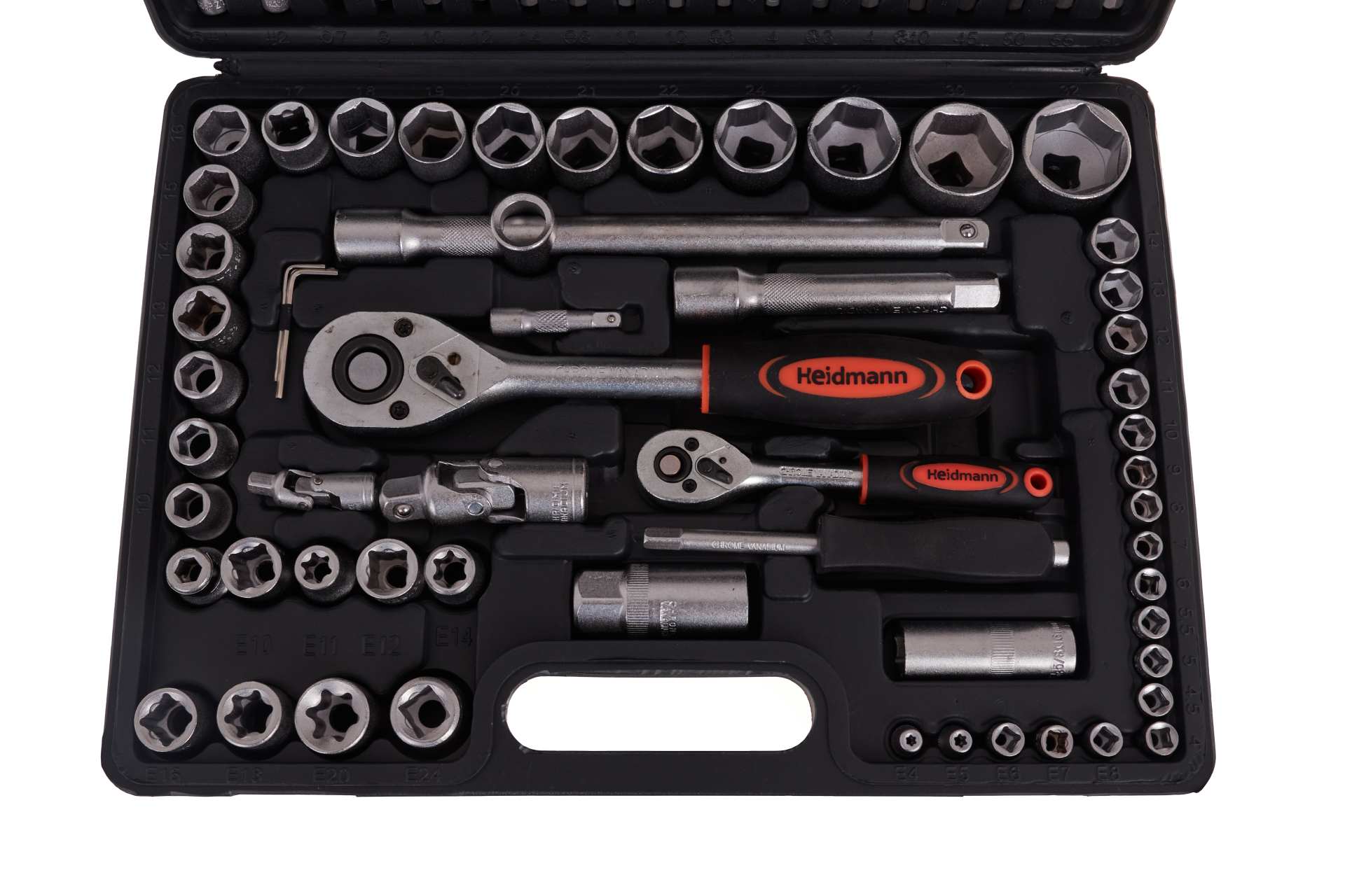 Trusa de scule 108 piese 1/4 1/2 cr-v HEIDMANN