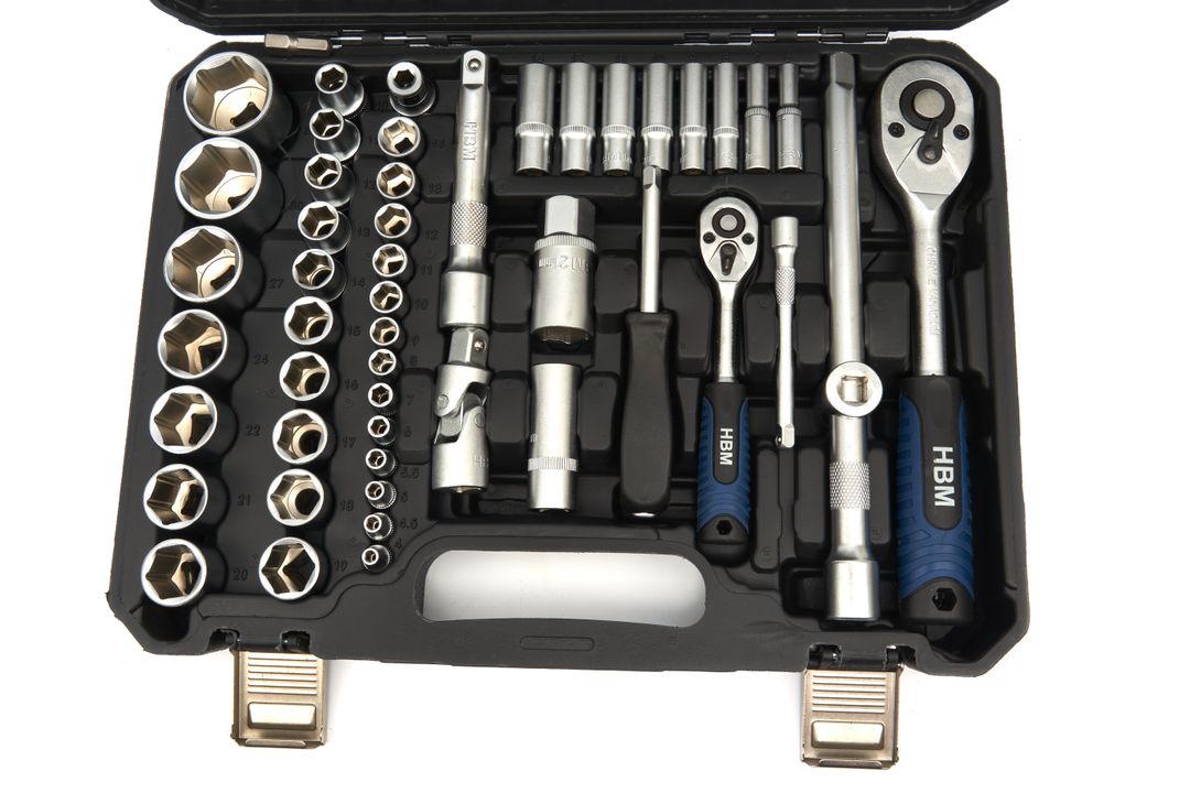 Trusa de scule 1/4'' 1/2'' 108 piese HBM MACHINES