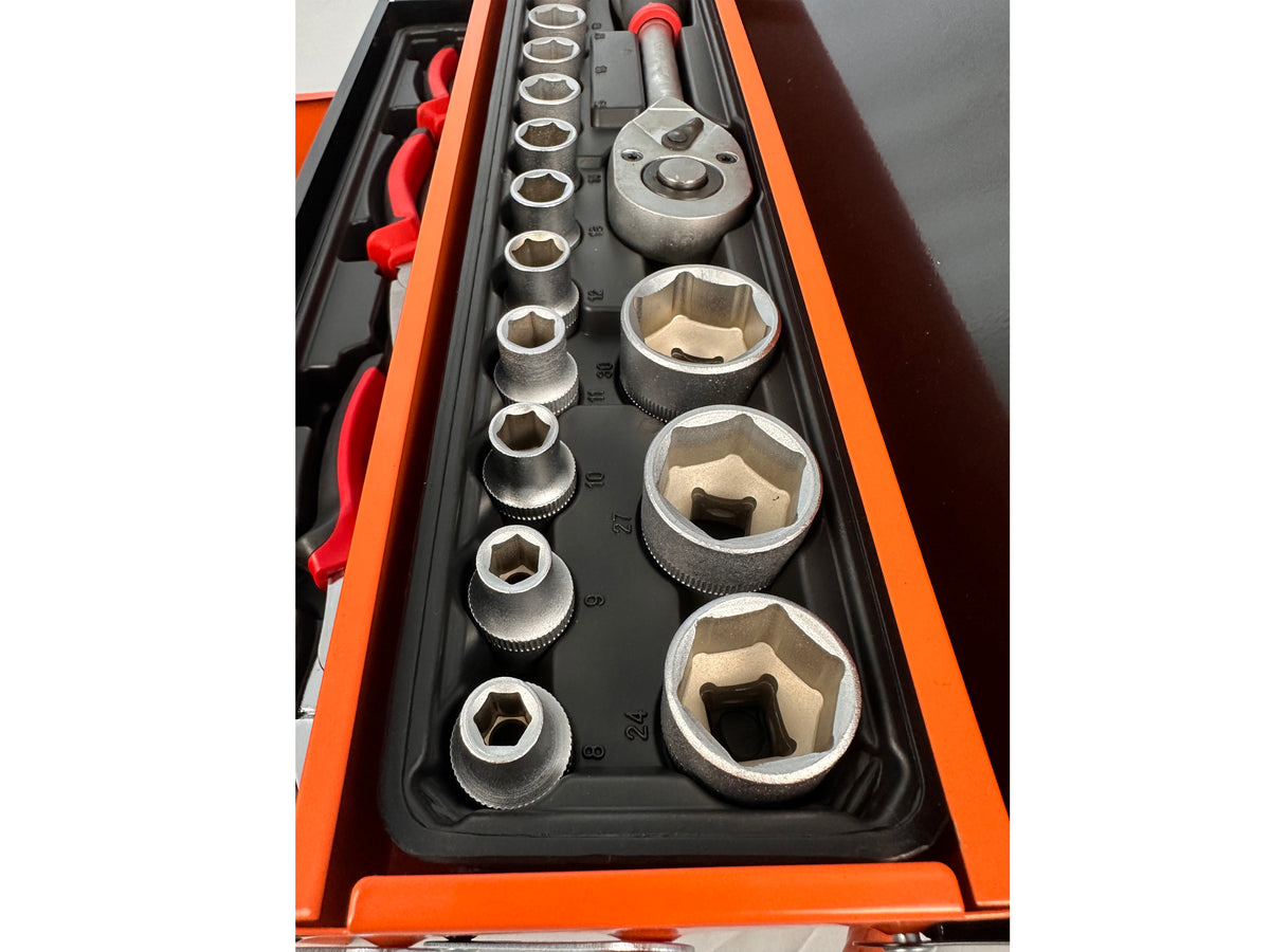 Trusa de scule metalica echipata cu 85 piese GEBO TOOLS