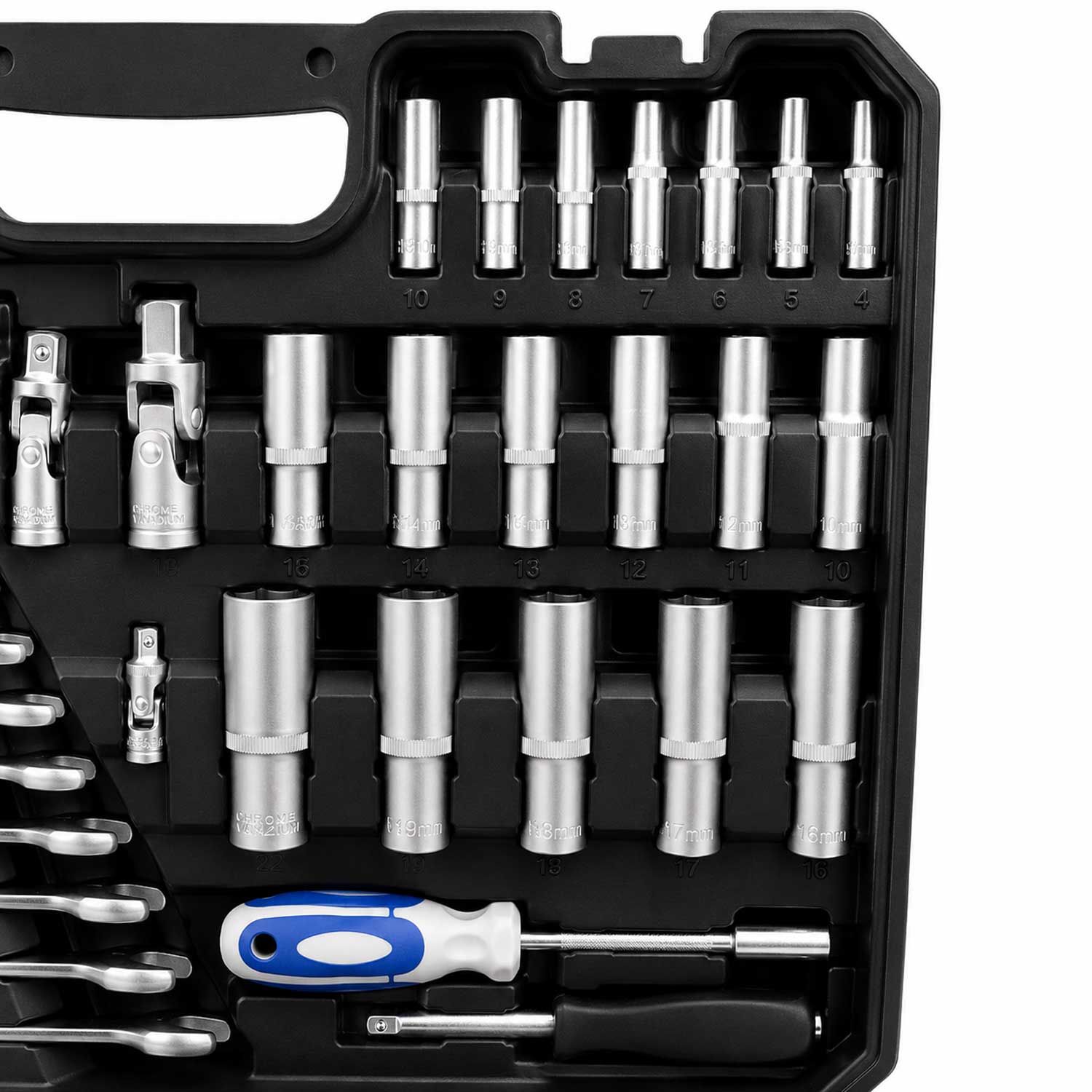 Trusa de scule profesionala cu tubulare si clicheti 1/2 3/8 1/4 216 piese GEBO TOOLS