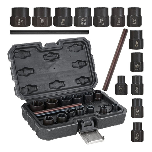 Trusa extractoare pentru suruburi uzate rupte 6-19mm 15 piese GEKO