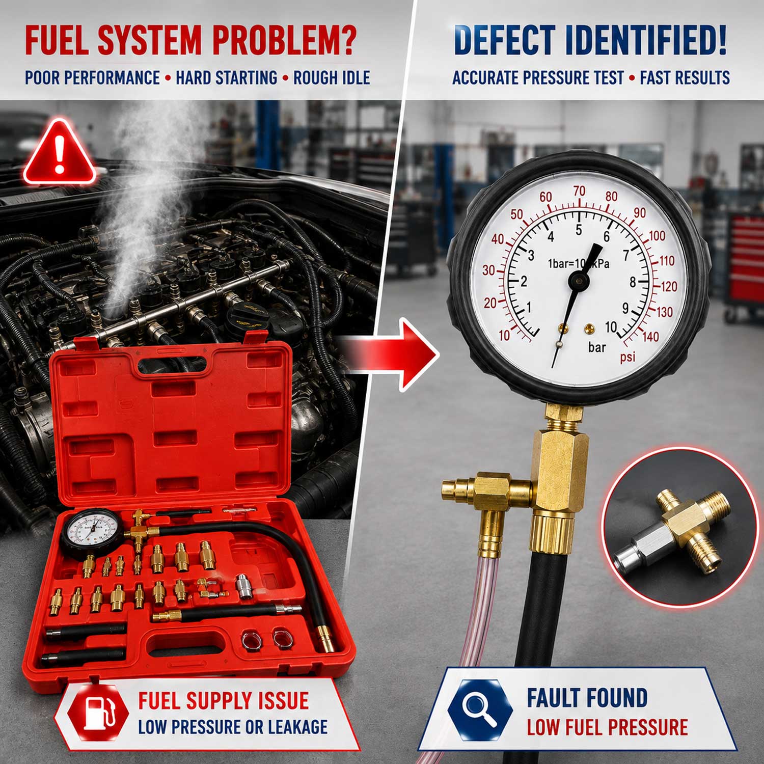 Trusa masurat presiune sistem de alimentare 21 piese GEBO TOOLS