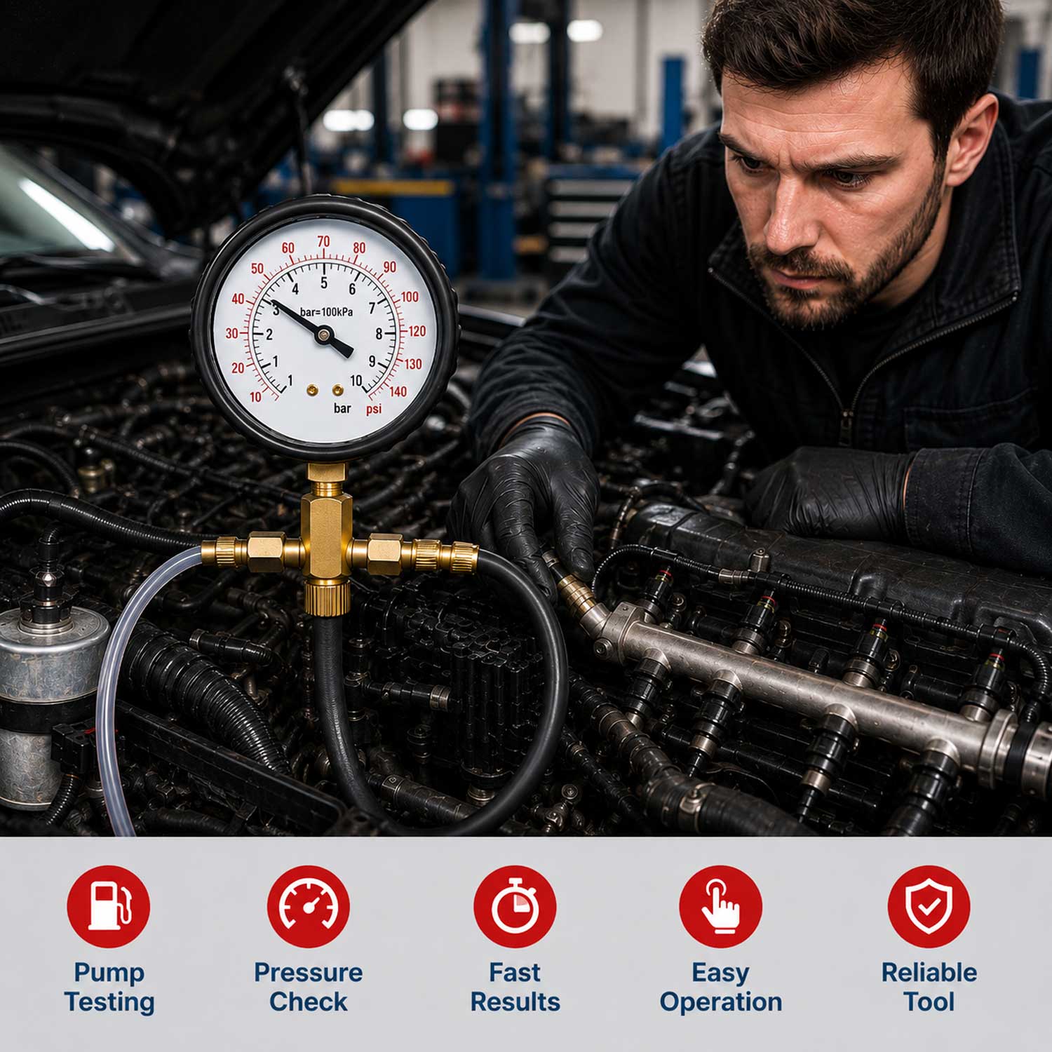 Trusa masurat presiune sistem de alimentare 21 piese GEBO TOOLS