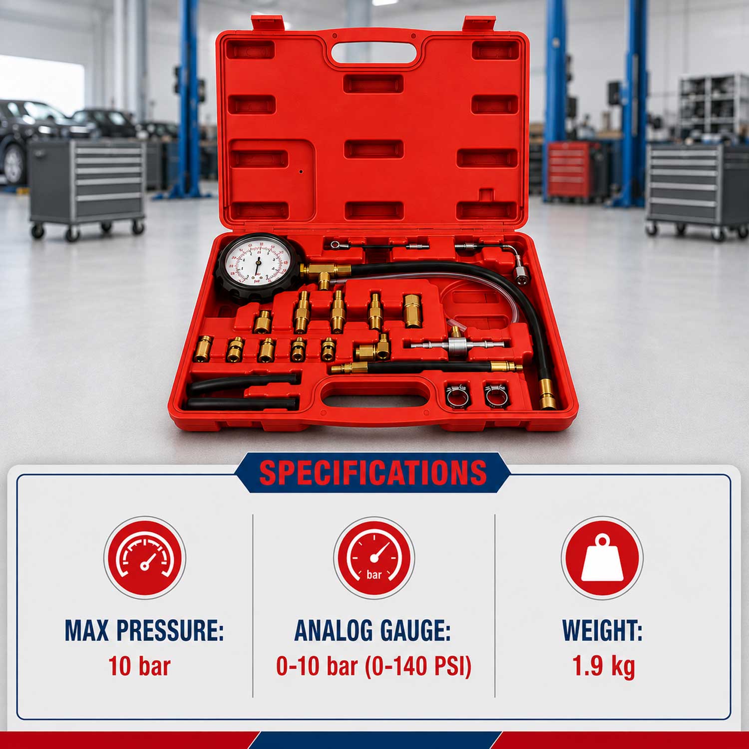 Trusa masurat presiune sistem de alimentare 21 piese GEBO TOOLS