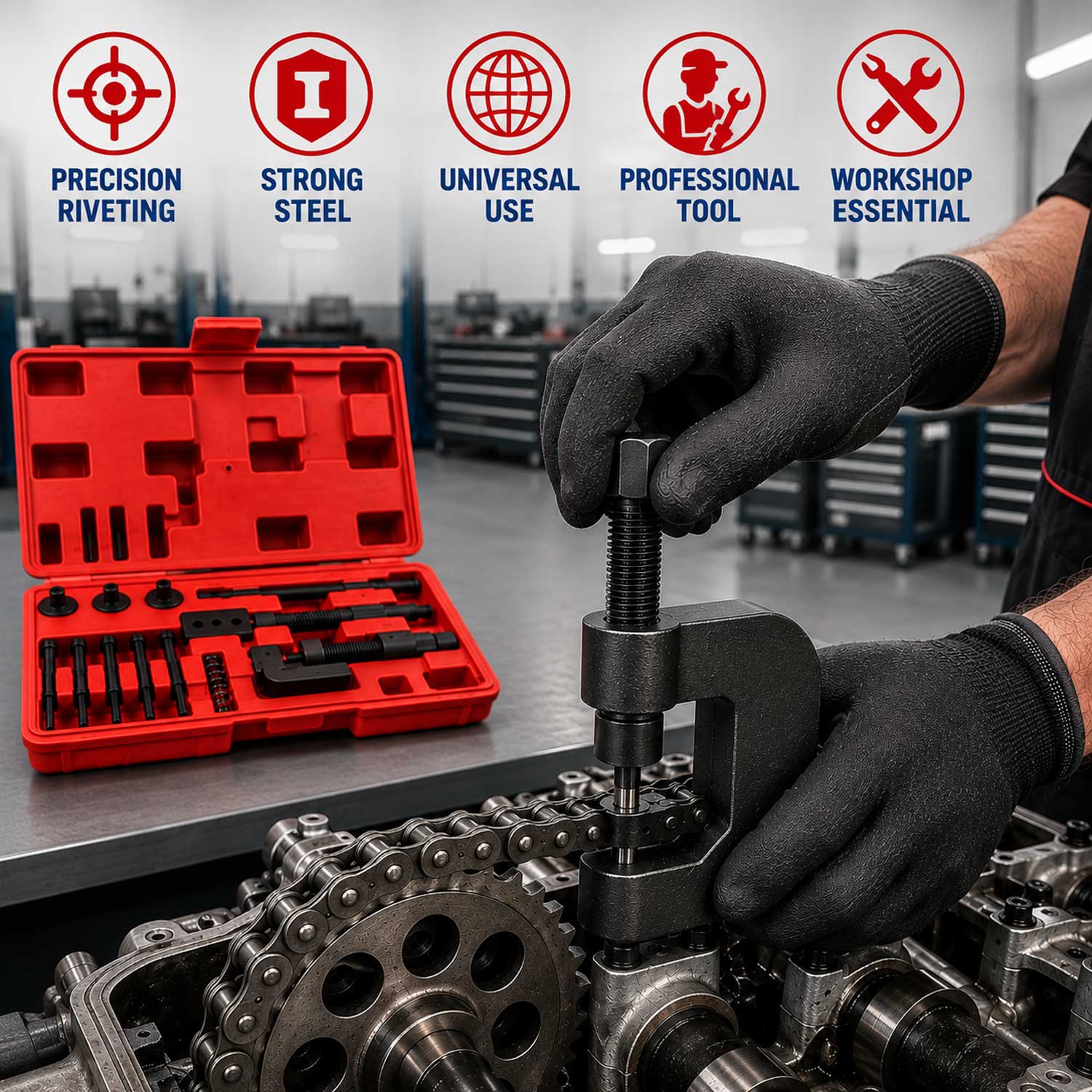 Trusa presa de nituit lanturi de distributie si transmisie GEBO TOOLS