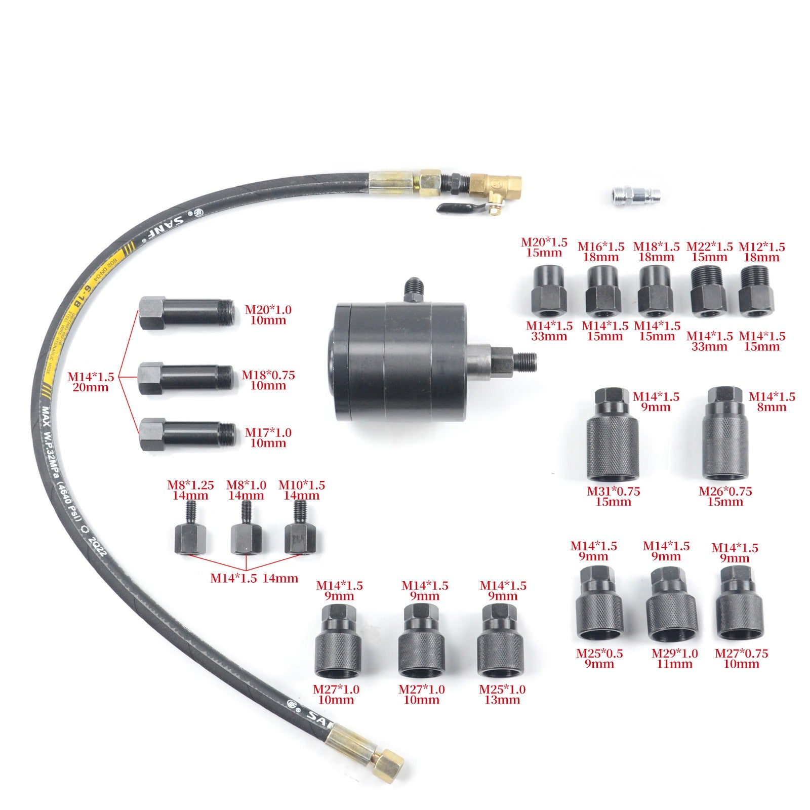 Trusa presa extractor pneumatic pentru injectoare forta 1000 NM 21 piese BOSCH delphi denso SIEMENS