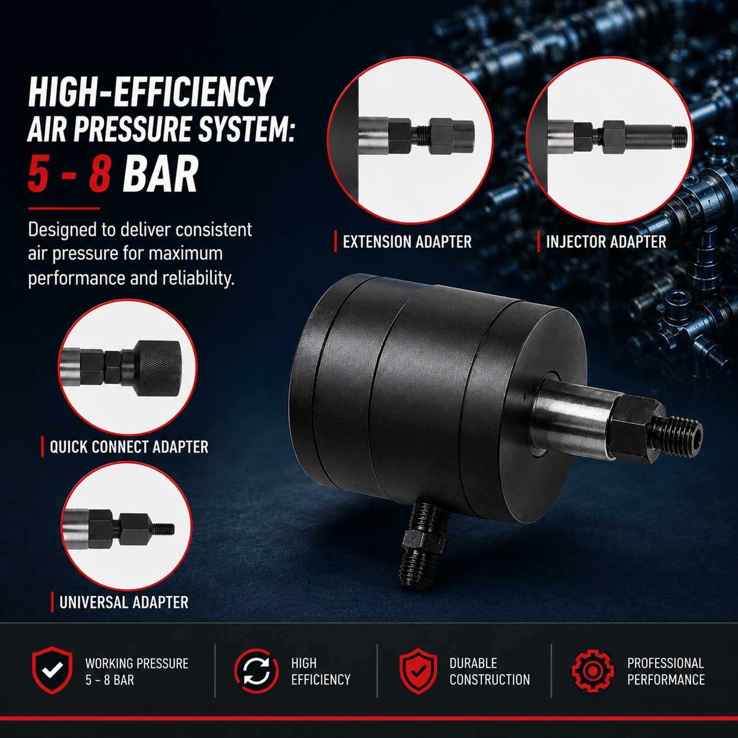 Trusa presa extractor pneumatic pentru injectoare forta 1000 NM 21 piese BOSCH delphi denso SIEMENS