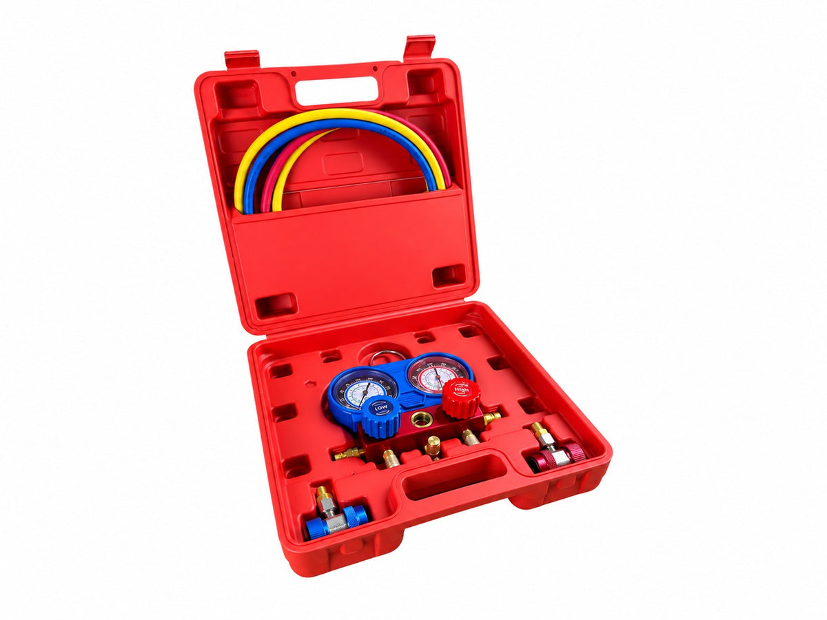 Trusa verificare presiune aer conditionat si incarcare umplere diagnosticare instalatii aer conditionat GEBO TOOLS