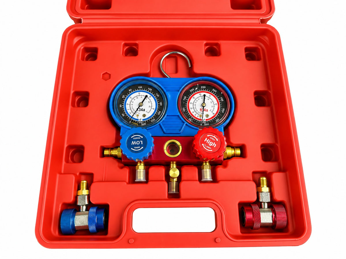 Trusa verificare presiune aer conditionat si incarcare umplere diagnosticare instalatii aer conditionat GEBO TOOLS