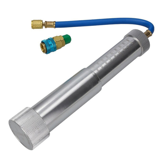 DISPOZITIV, POMPA DE DOZARE ULEI CU VOPSEA UV FLUORESCENT SI CUPLAJ RAPID LP PENTRU DETECTAREA SCURGERILOR DE FREON