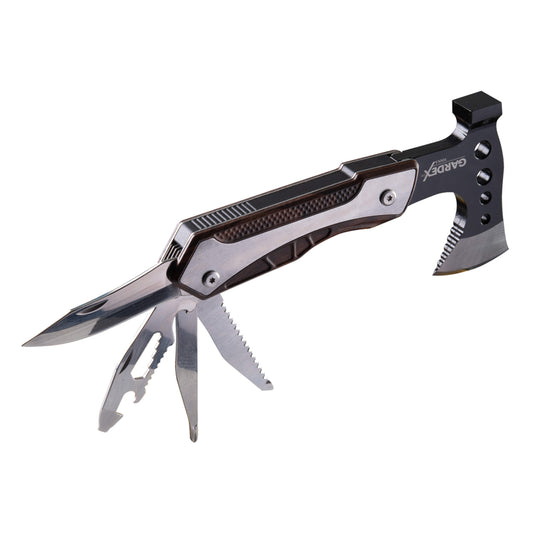 Unealta multifunctionala topor, briceag pentru camping axe GX GARDEX