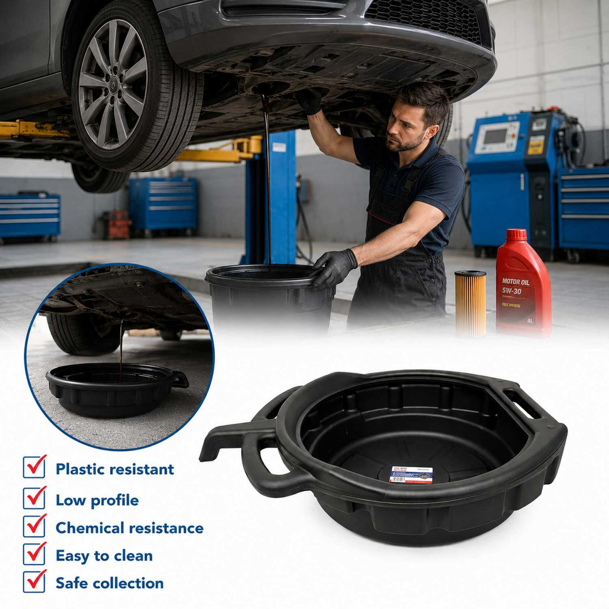 Vas tava colector pentru ulei uzat 15l GEBO TOOLS