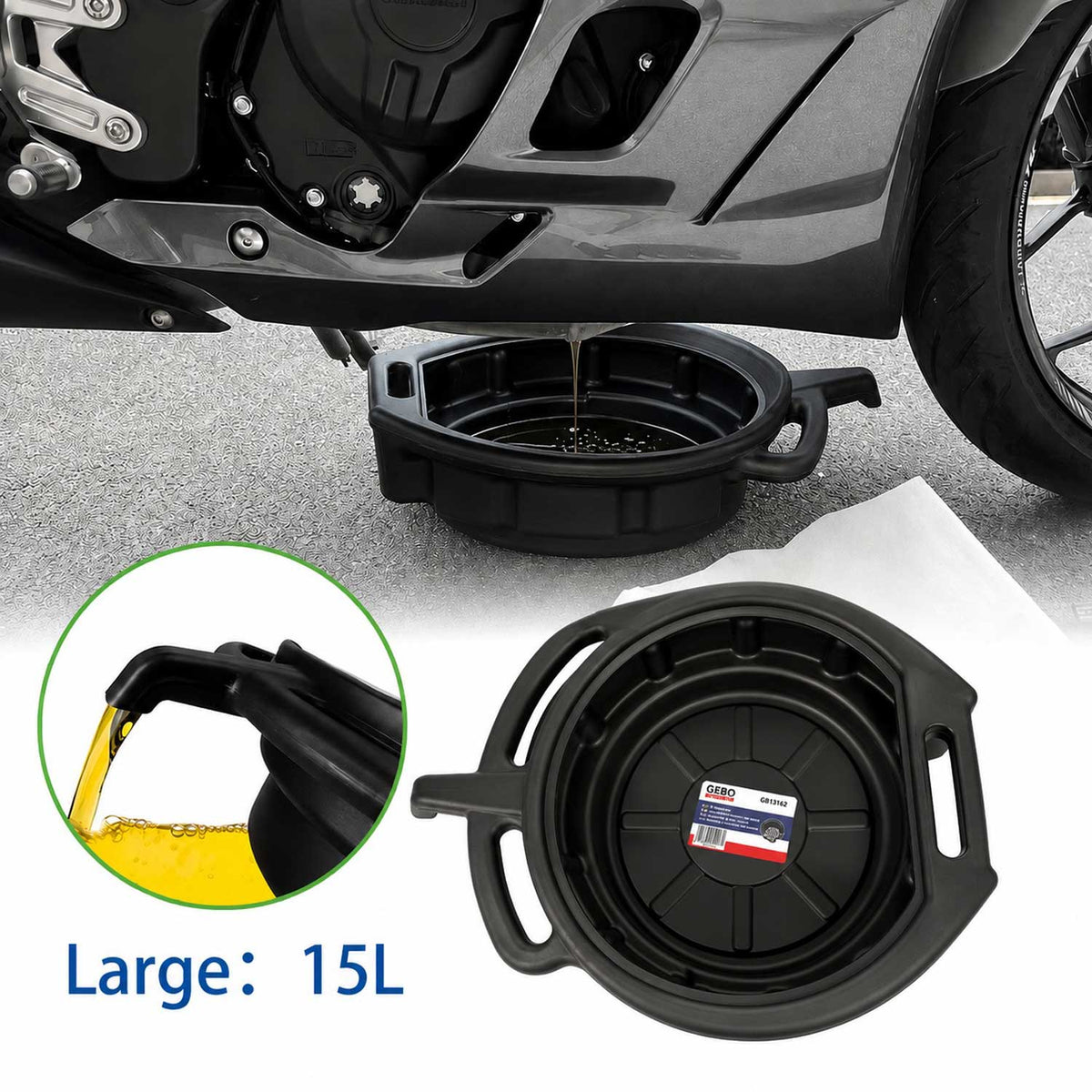 Vas tava colector pentru ulei uzat 15l GEBO TOOLS