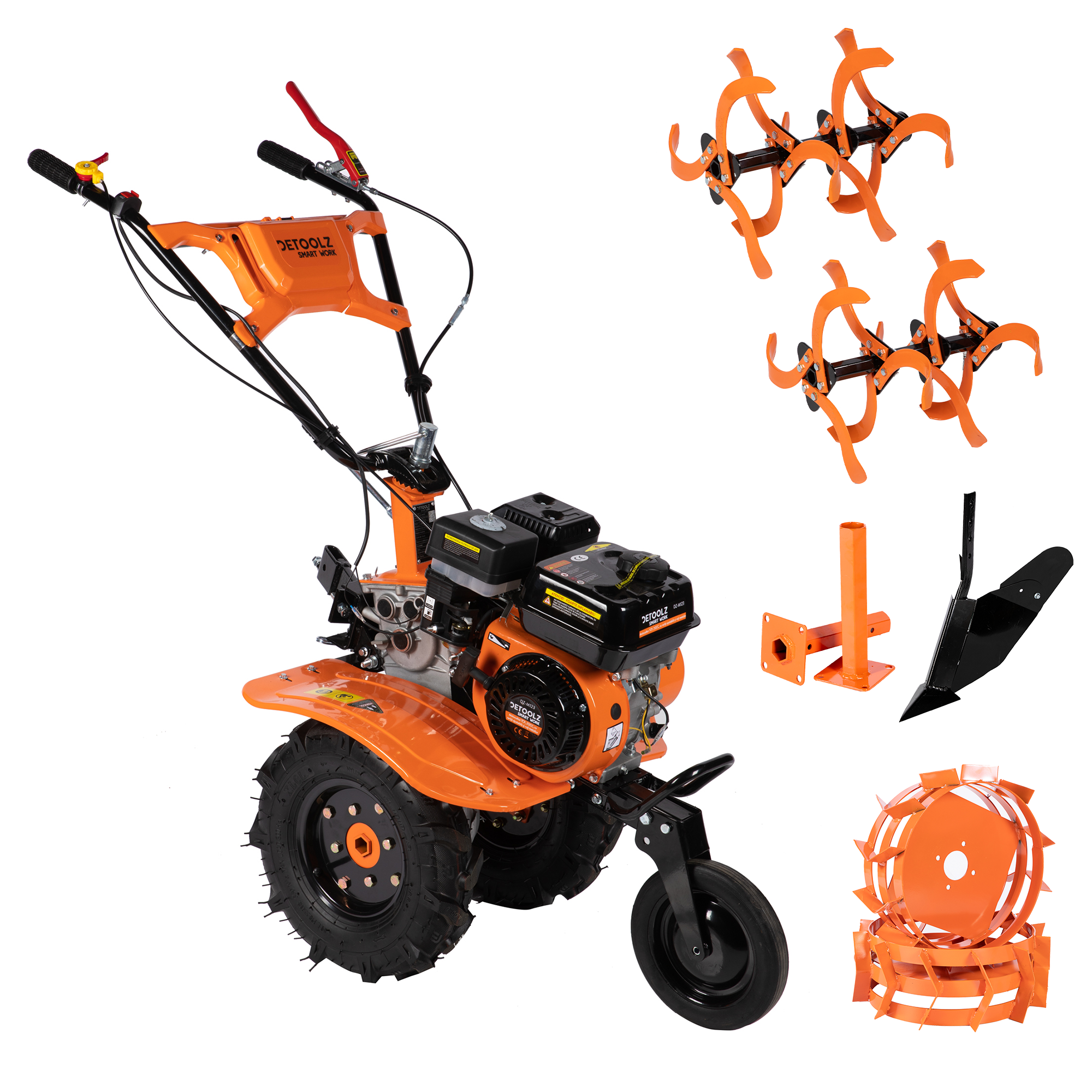 MOTOCULTOR DIESEL 7CP 212CC 3VITEZE CU RARITA ADJUSTABILA SI ROTI METALICE DETOOLZ