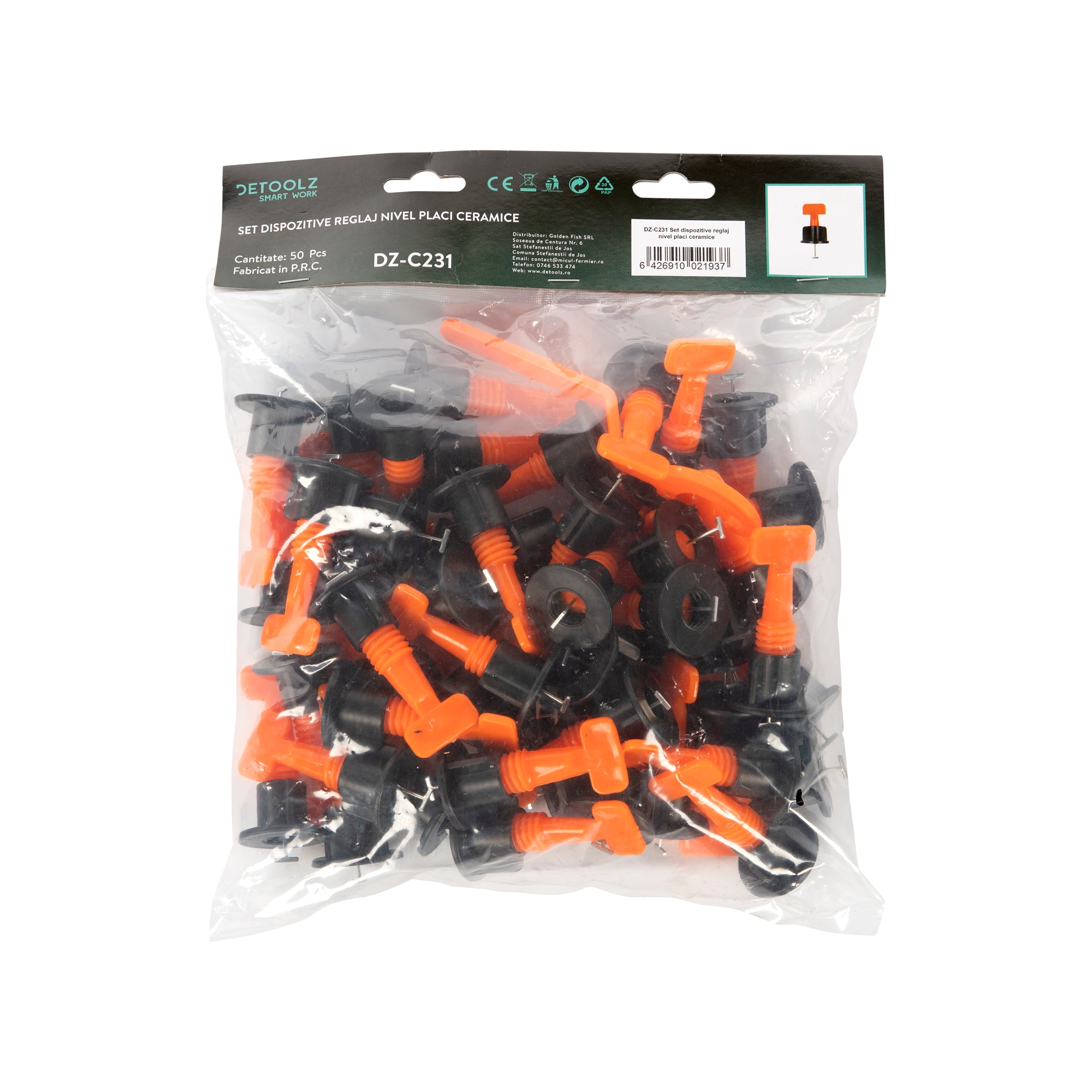 SET 50 DISPOZITIVE REGLAJ NIVEL DISTANTIERE PLACI CERAMICE DETOOLZ