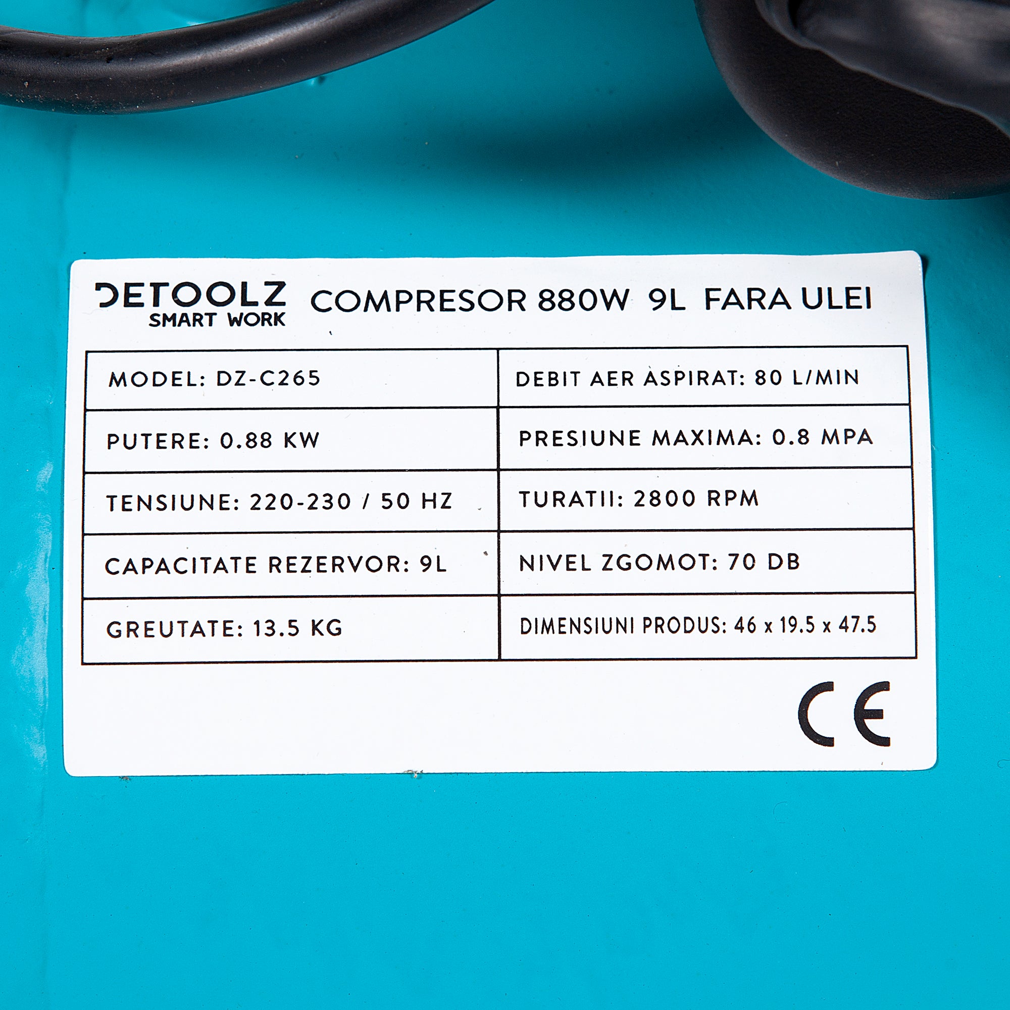 COMPRESOR DE AER FARA ULEI 880W 9L DETOOLZ