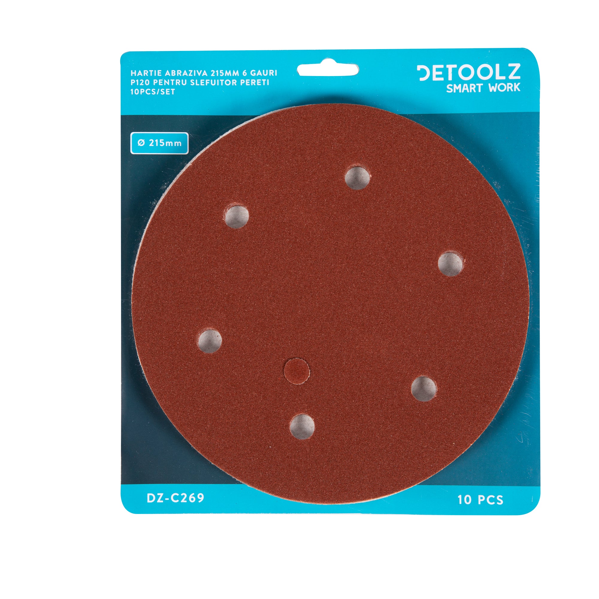 SET 10 BUC HARTIE ABRAZIVA GRANULATIE P120 6 GAURI DIAMETRU 215MM