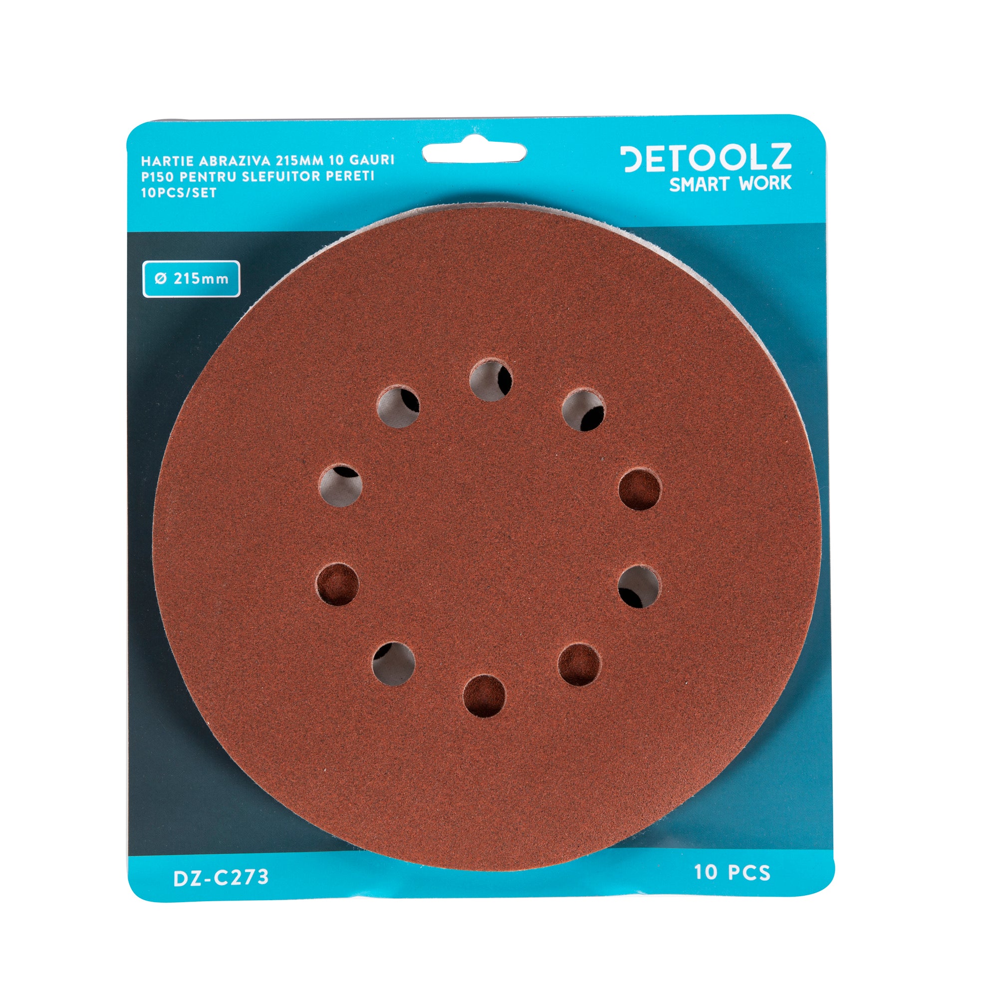 SET 10 BUC HARTIE ABRAZIVA GRANULATIE P150 10 GAURI DIAMETRU 215MM