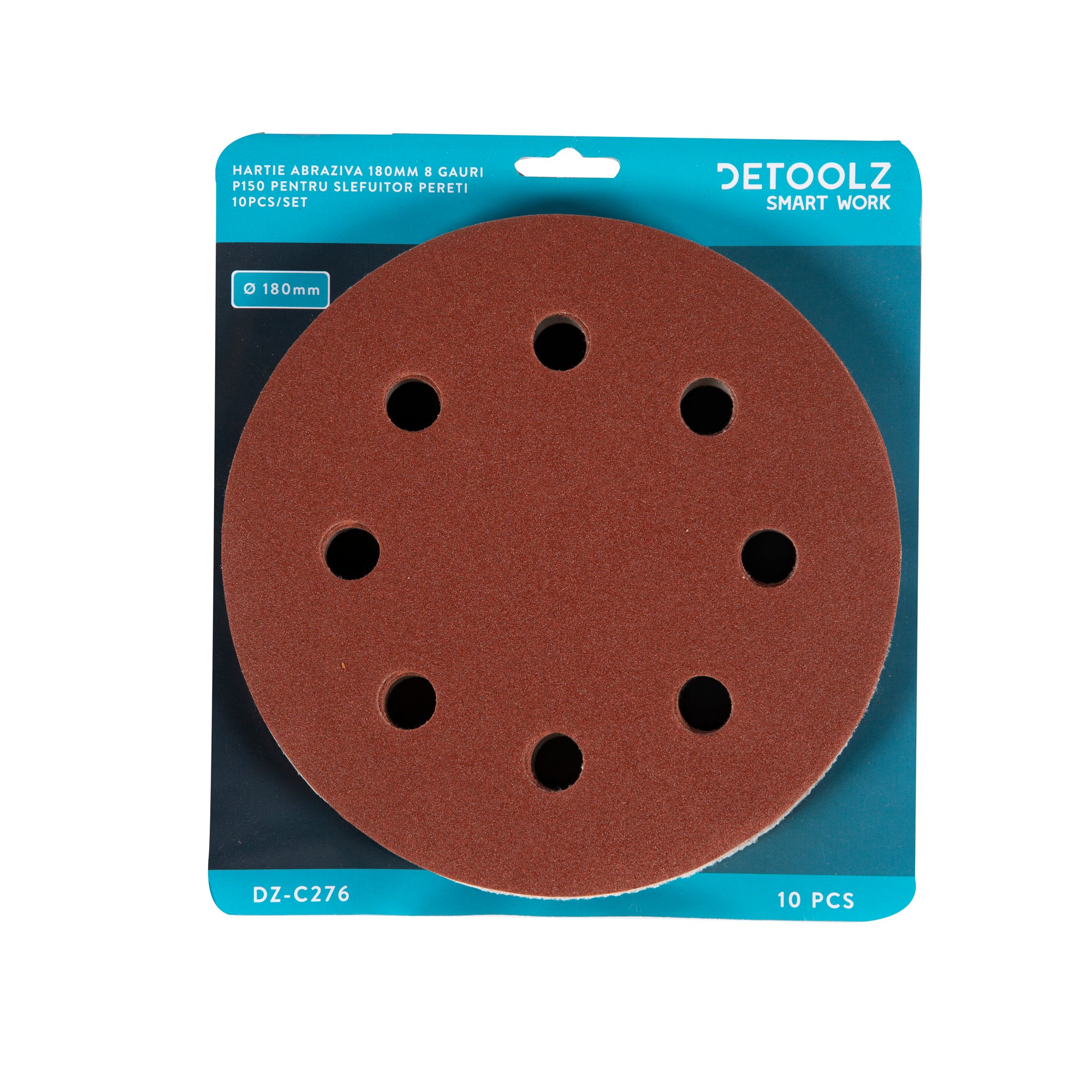 SET 10 BUC HARTIE ABRAZIVA GRANULATIE P150 8 GAURI DIAMETRU 180MM