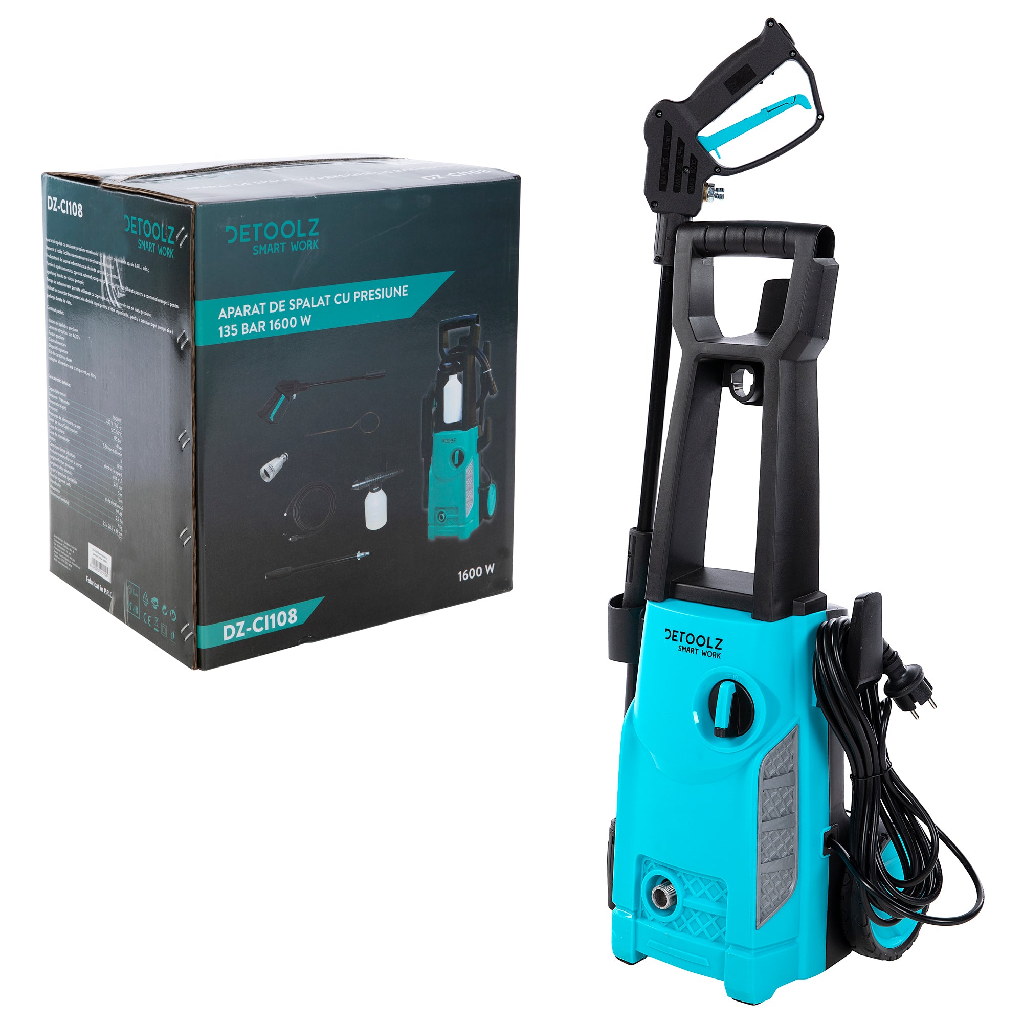 APARAT DE SPALAT CU PRESIUNE 135BAR 1600W DETOOLZ