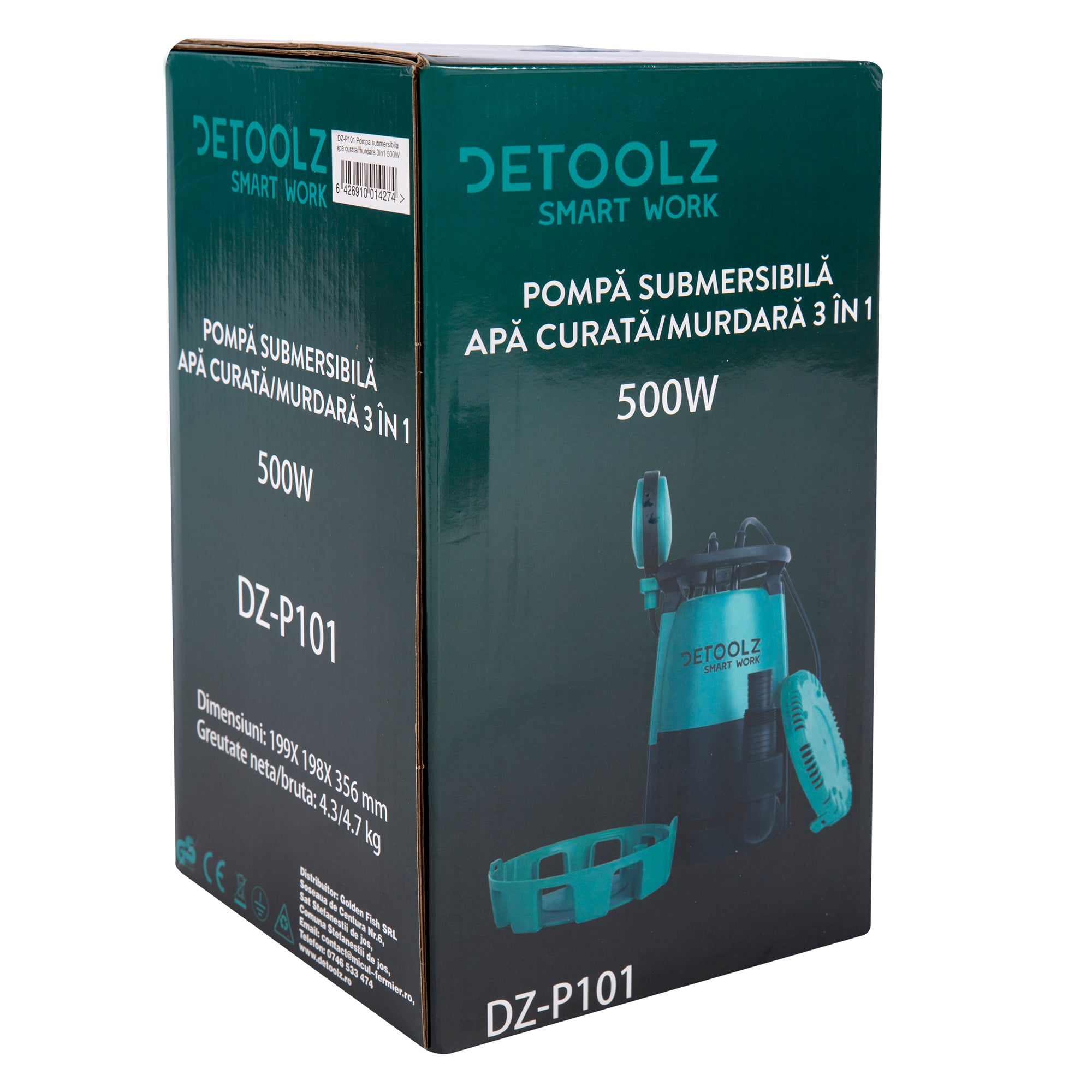 POMPA SUBMERSIBILA APA CURATA/MURDARA 3IN1 400W, DEBIT 11000L/ORA DETOOLZ