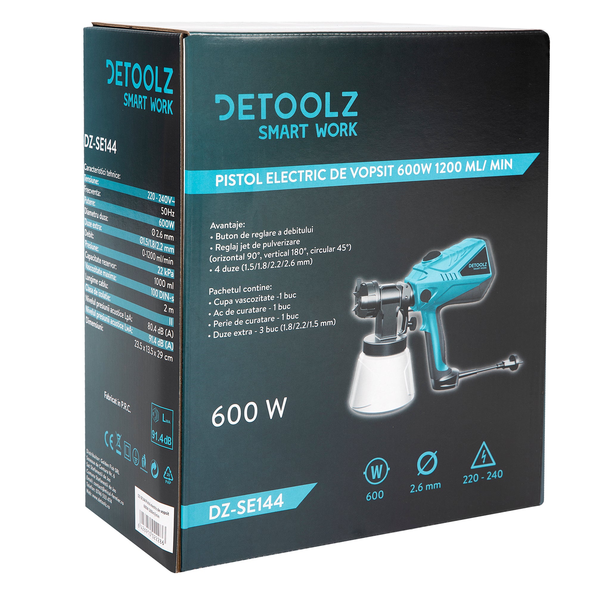 PISTOL DE VOPSIT ELECTRIC 600W 1200ML DETOOLZ