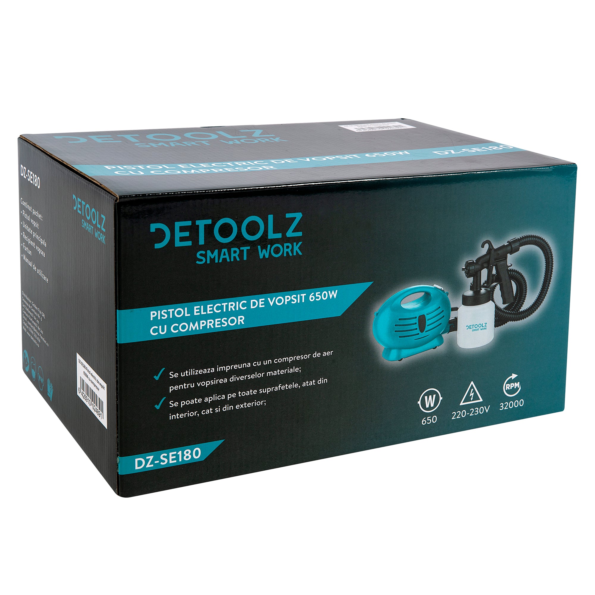 KIT PISTOL DE VOPSIT ELECTRIC 650W + COMPRESSOR DETOOLZ