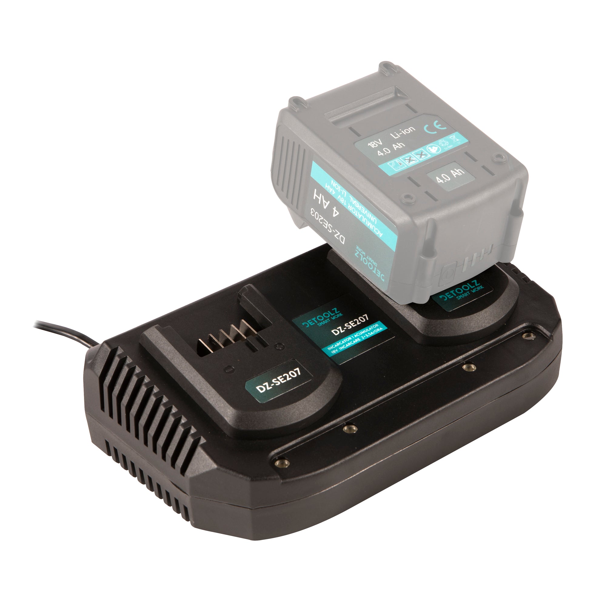 INCARCATOR 2 ACUMULATORI LI-ION 18V 3.5A DETOOLZ