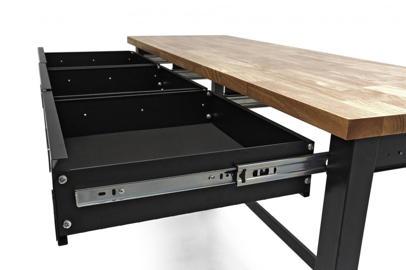 BANC DE LUCRU CU 3 SERTARE SI BLAT DE LEMN 152CM HBM