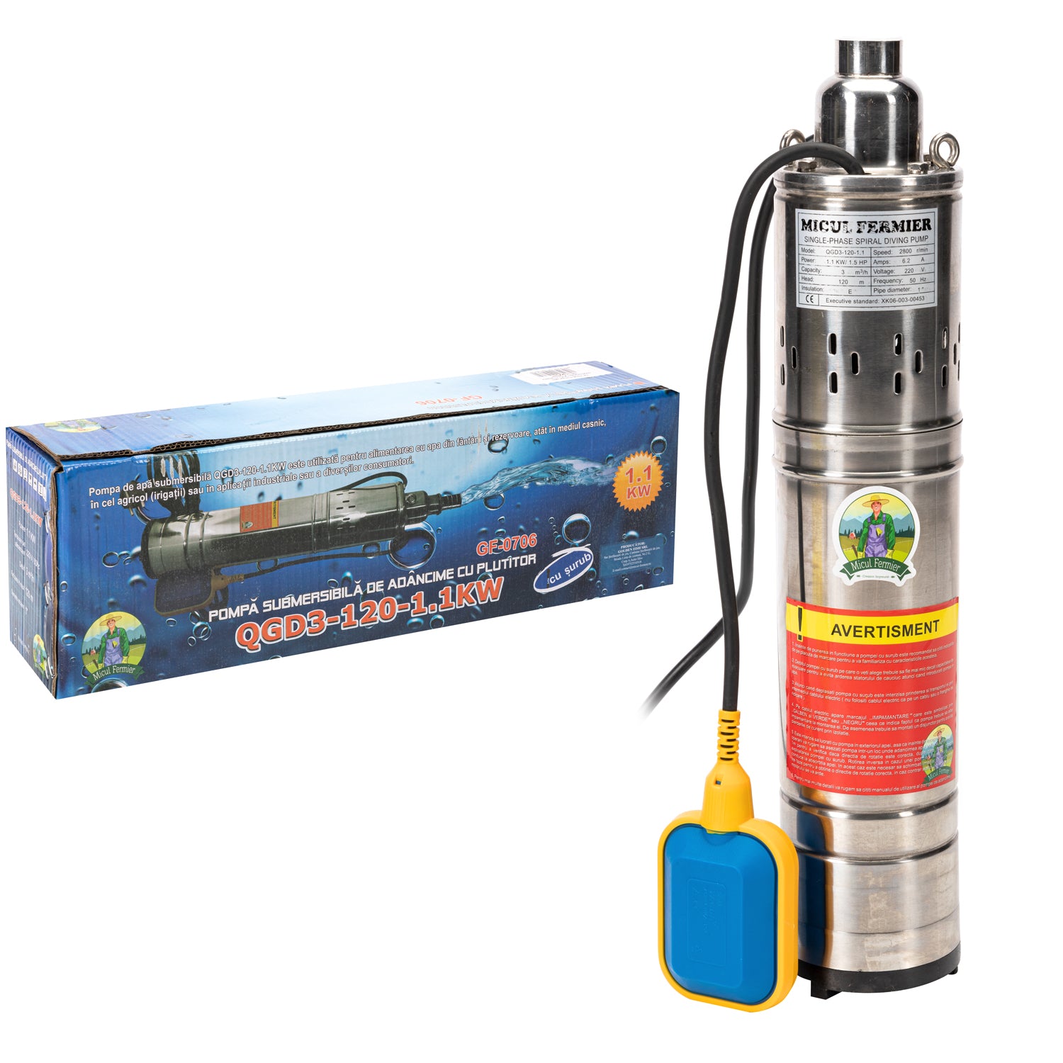 POMPA APA SUBMERSIBILA DE TIP TUN 1.1KW 3.6 M³/H CU PLUTITOR