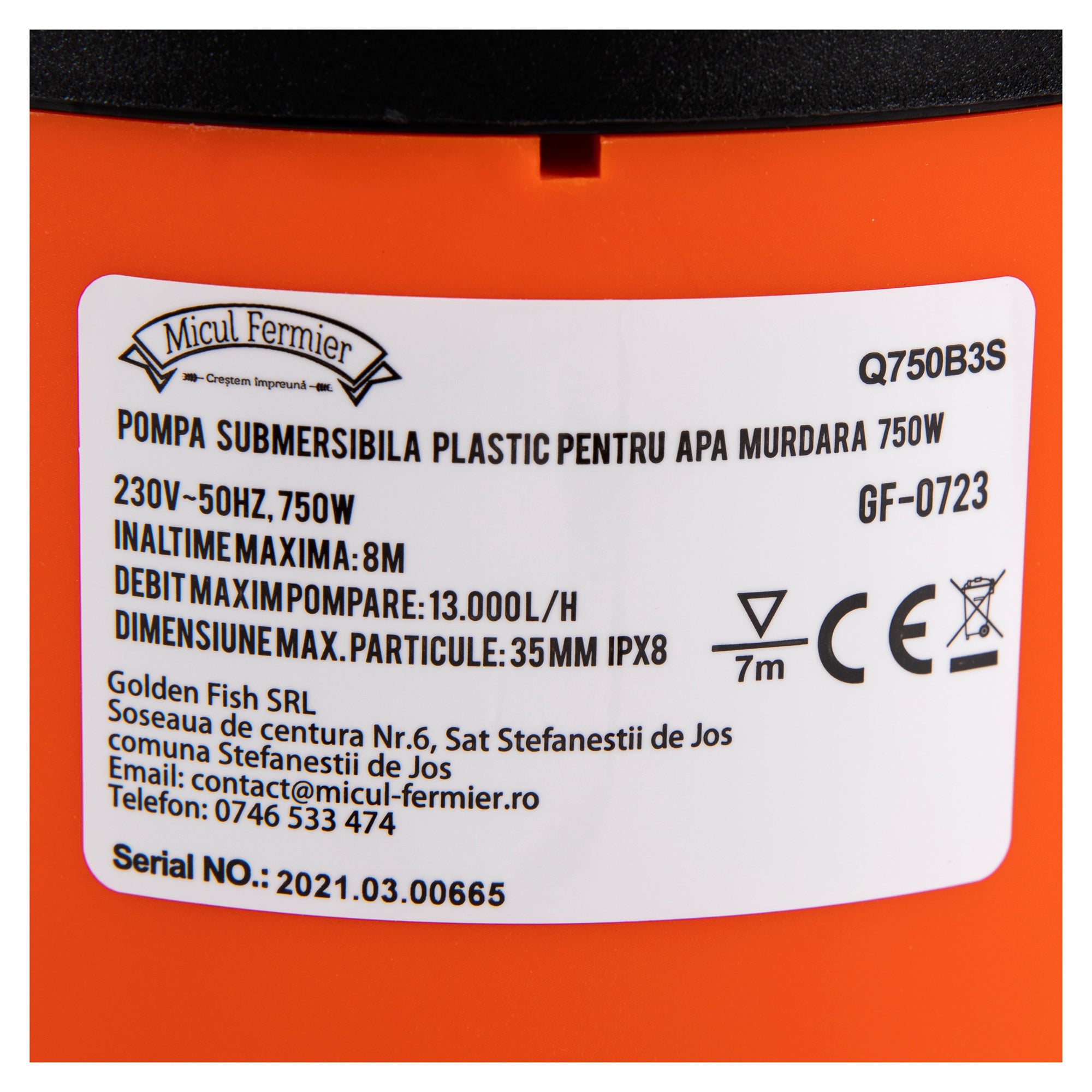 POMPA APA SUBMERSIBILA 750W 217L/M